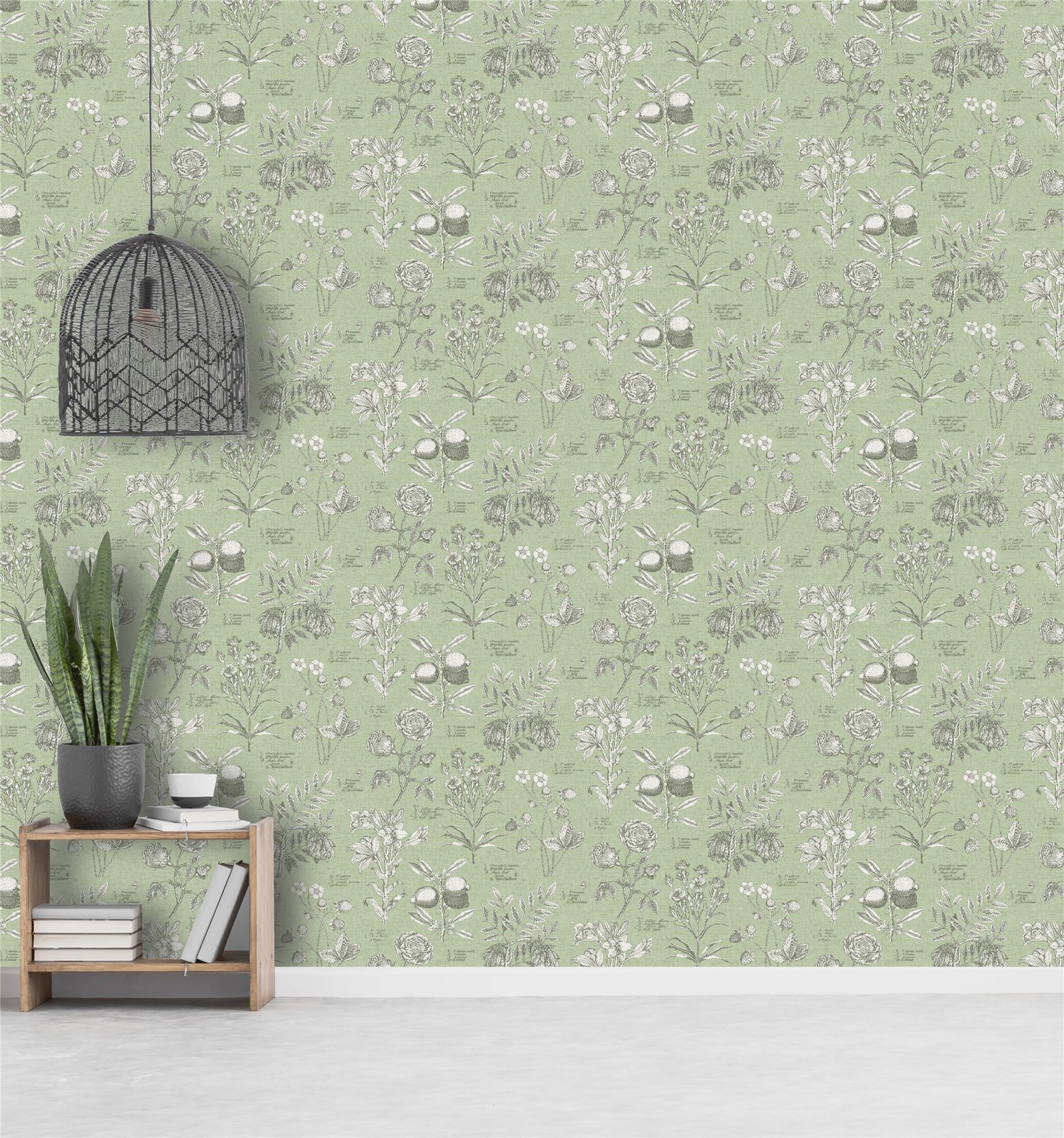 RHS Botanical Sketchbook Sage Wallpaper