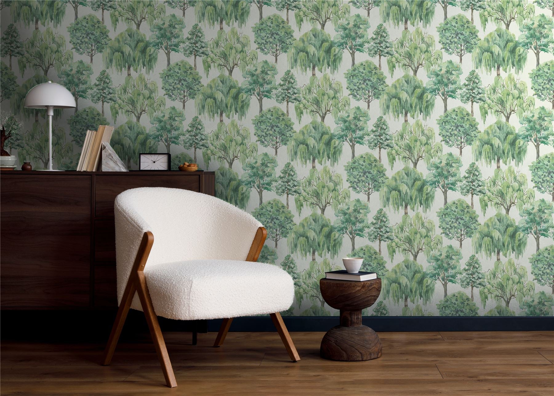 Whispering Willow Ivory/Green Wallpaper