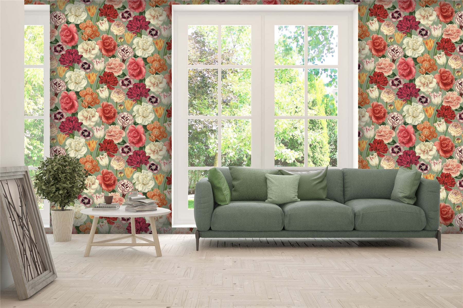 RHS Blooming Bouquet Sage Wallpaper