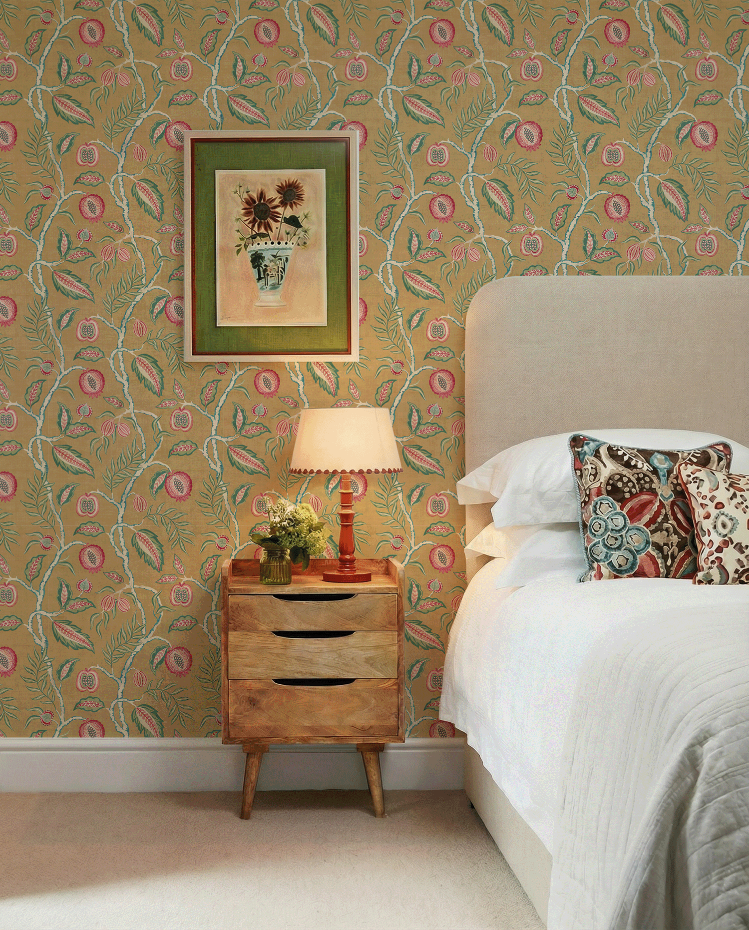 Fruits of Paradise Ochre Wallpaper - Esselle Home