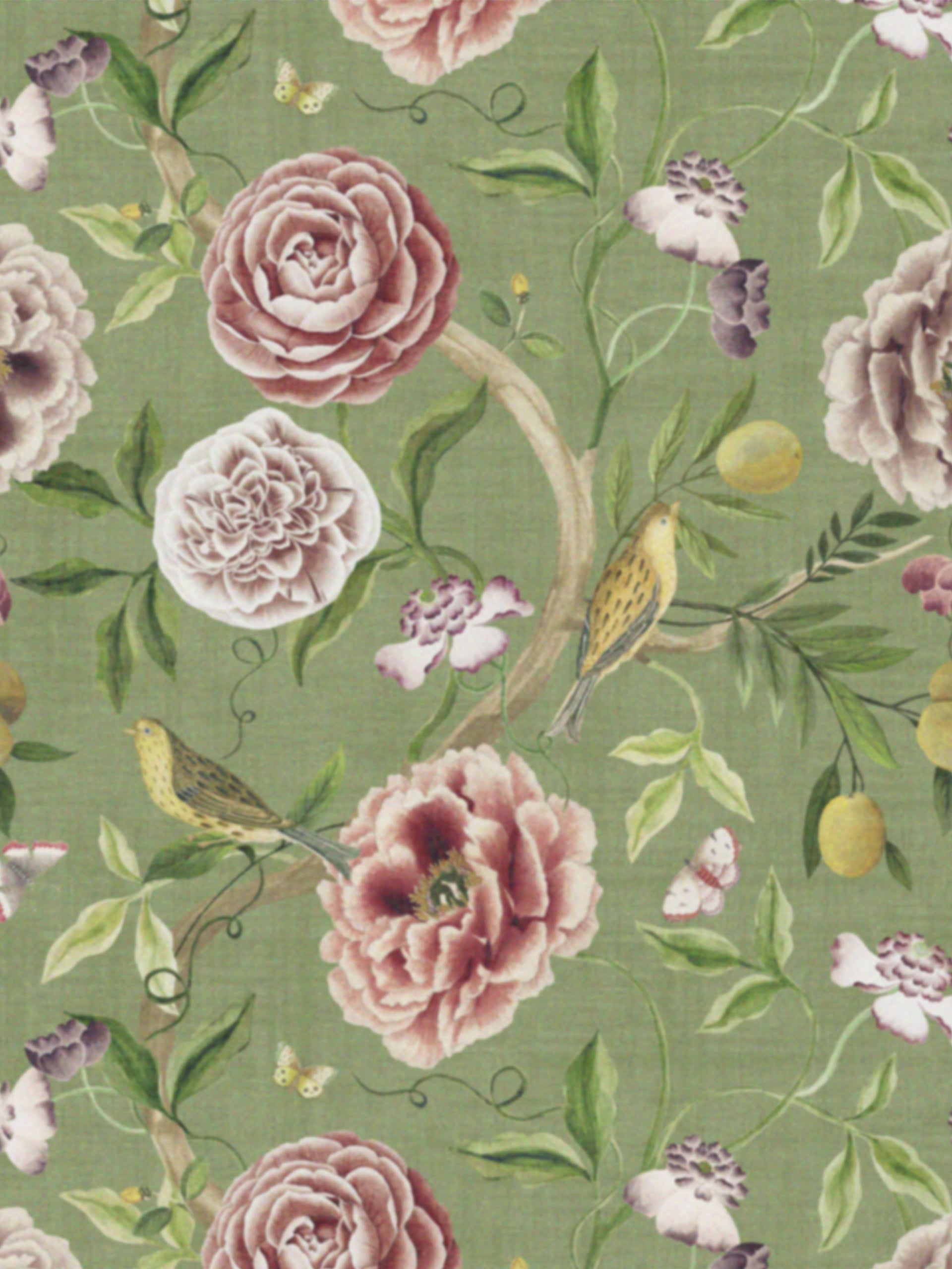 Chinoiserie Garden Spring Green Fabric - Esselle Home