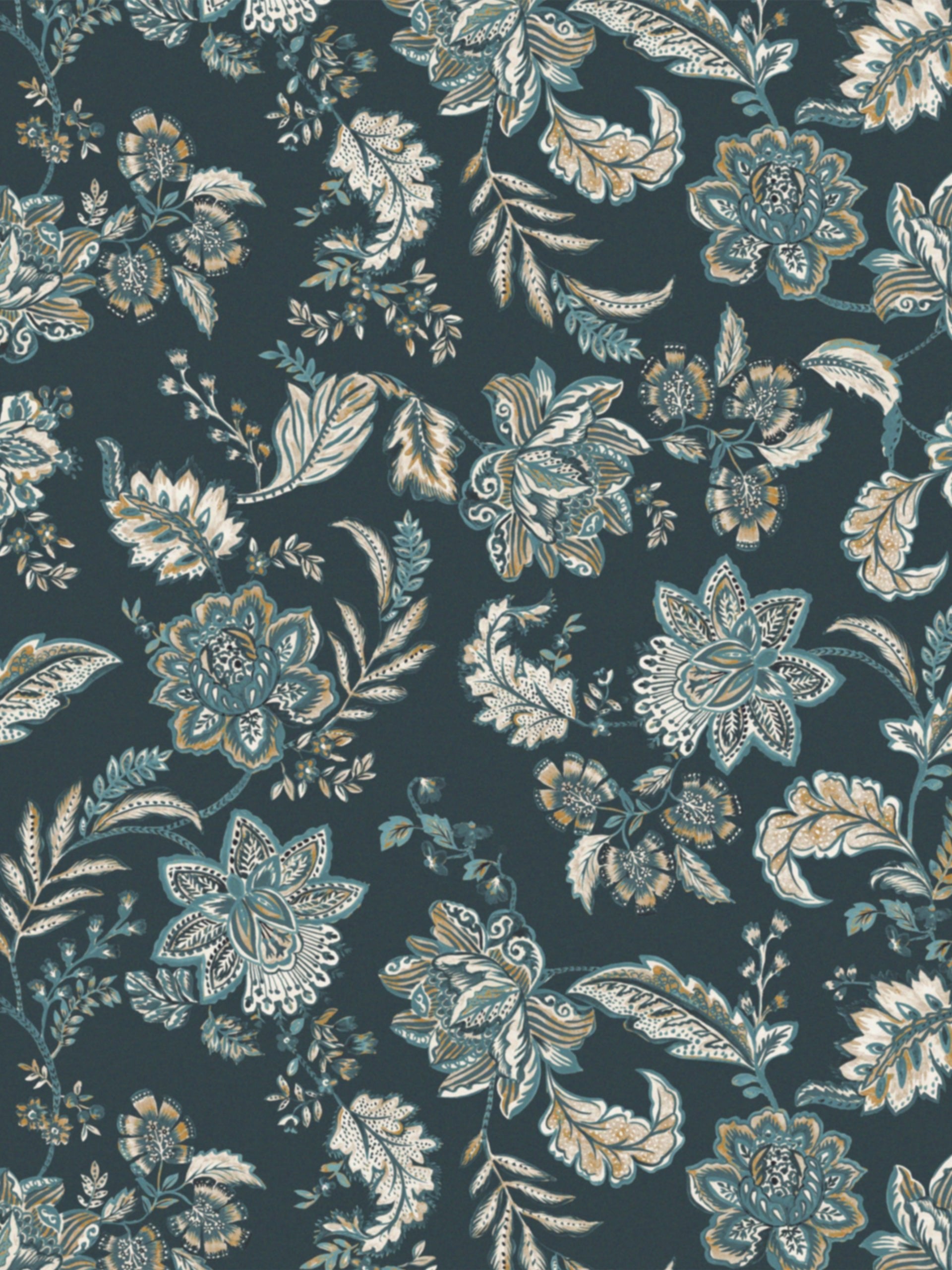 Kashmir Jacobean Navy/Teal Curtain - Esselle Home