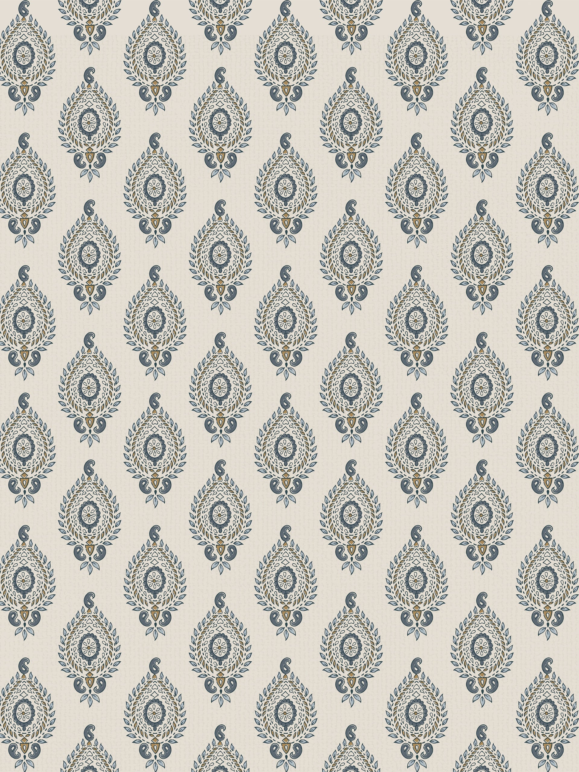 Naya Motif Blue/Taupe Fabric - Esselle Home