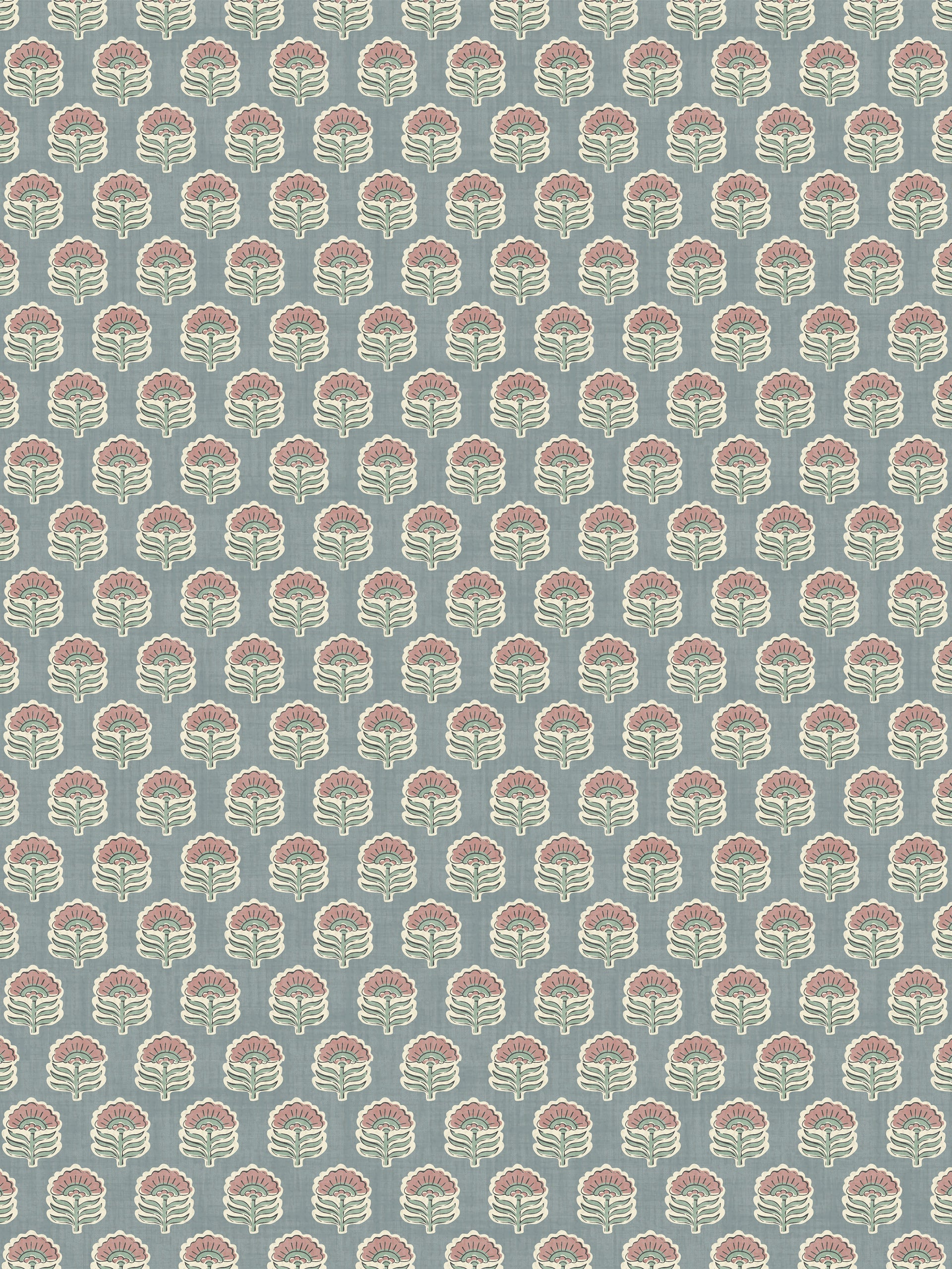 Wallington Floral Slate/Dusky Pink Fabric - Esselle Home