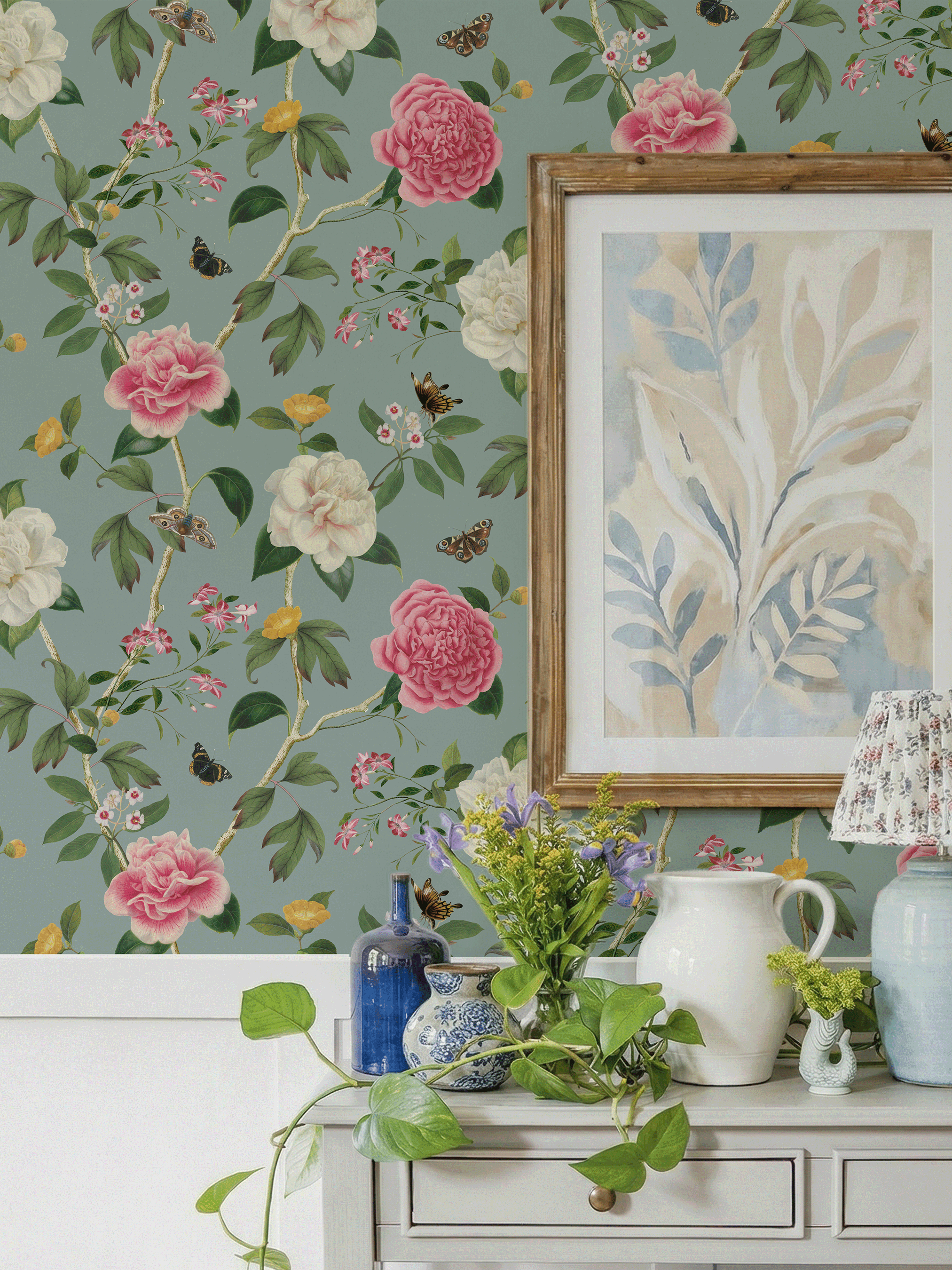 RHS Chinoiserie Charmer Blue Wallpaper - Esselle Home