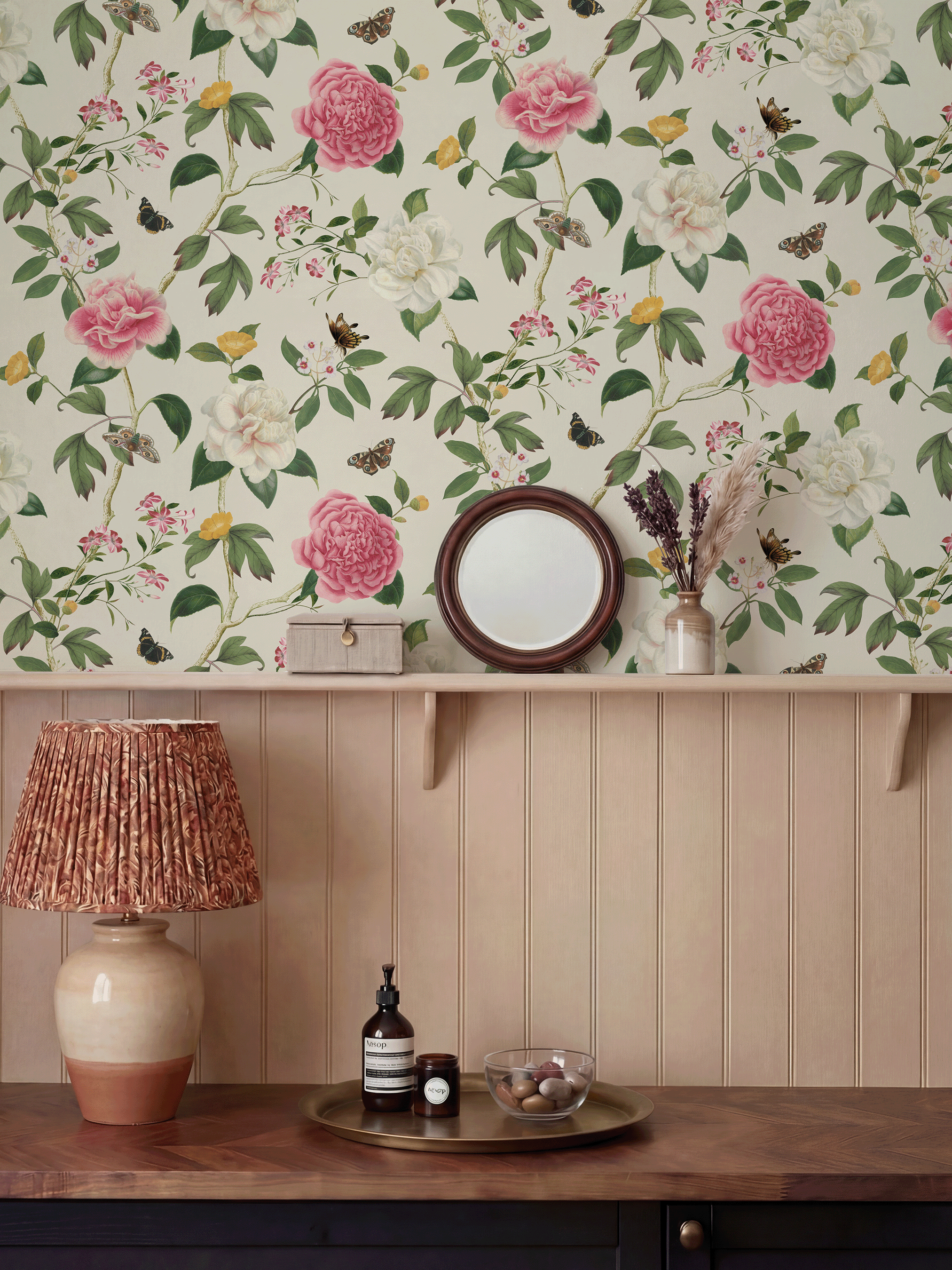 RHS Chinoiserie Charmer Cream Wallpaper - Esselle Home