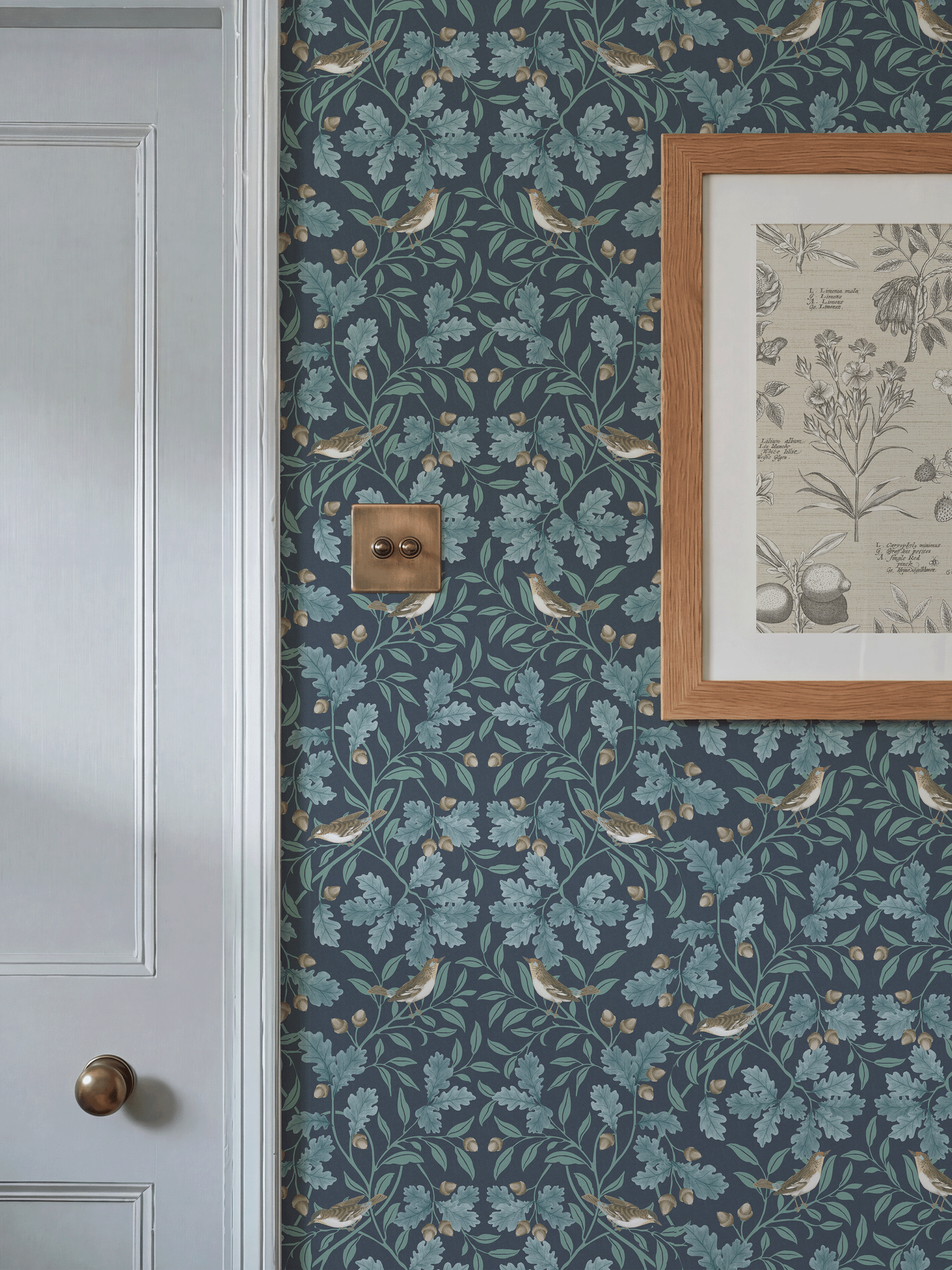 RHS Woodland Songbirds Navy Wallpaper - Esselle Home