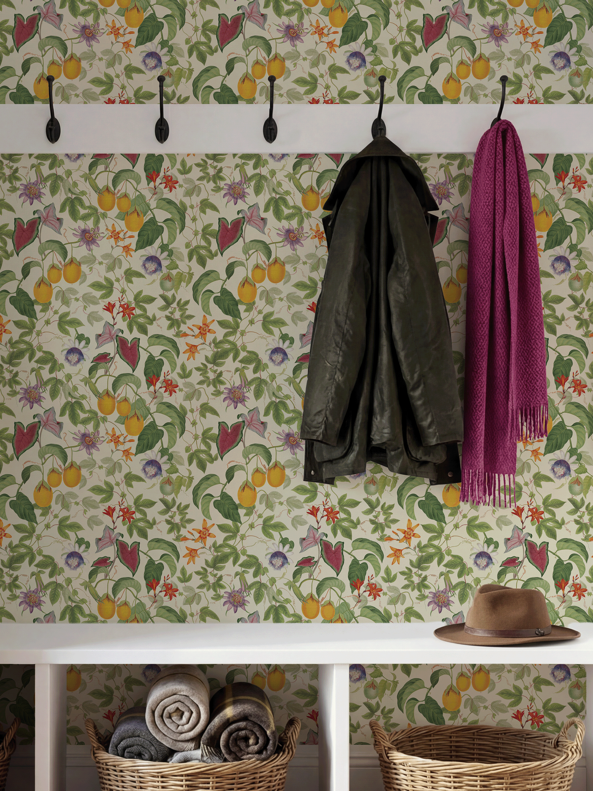 RHS Citrus & Vine Cream Wallpaper - Esselle Home