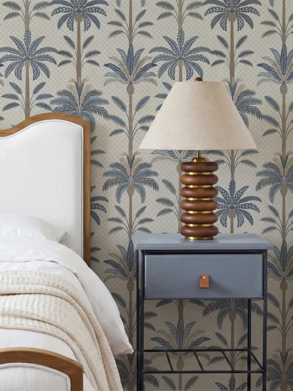 Solana Blue Palm | Tropical Leaf Wallpaper - Esselle Home