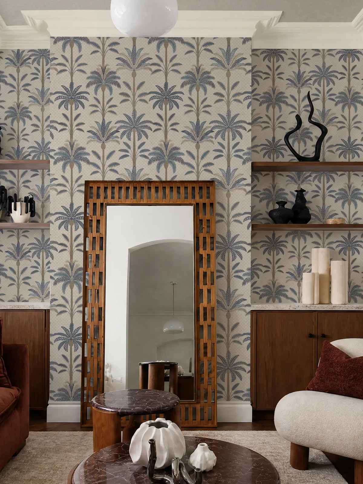 Solana Blue Palm | Tropical Leaf Wallpaper - Esselle Home