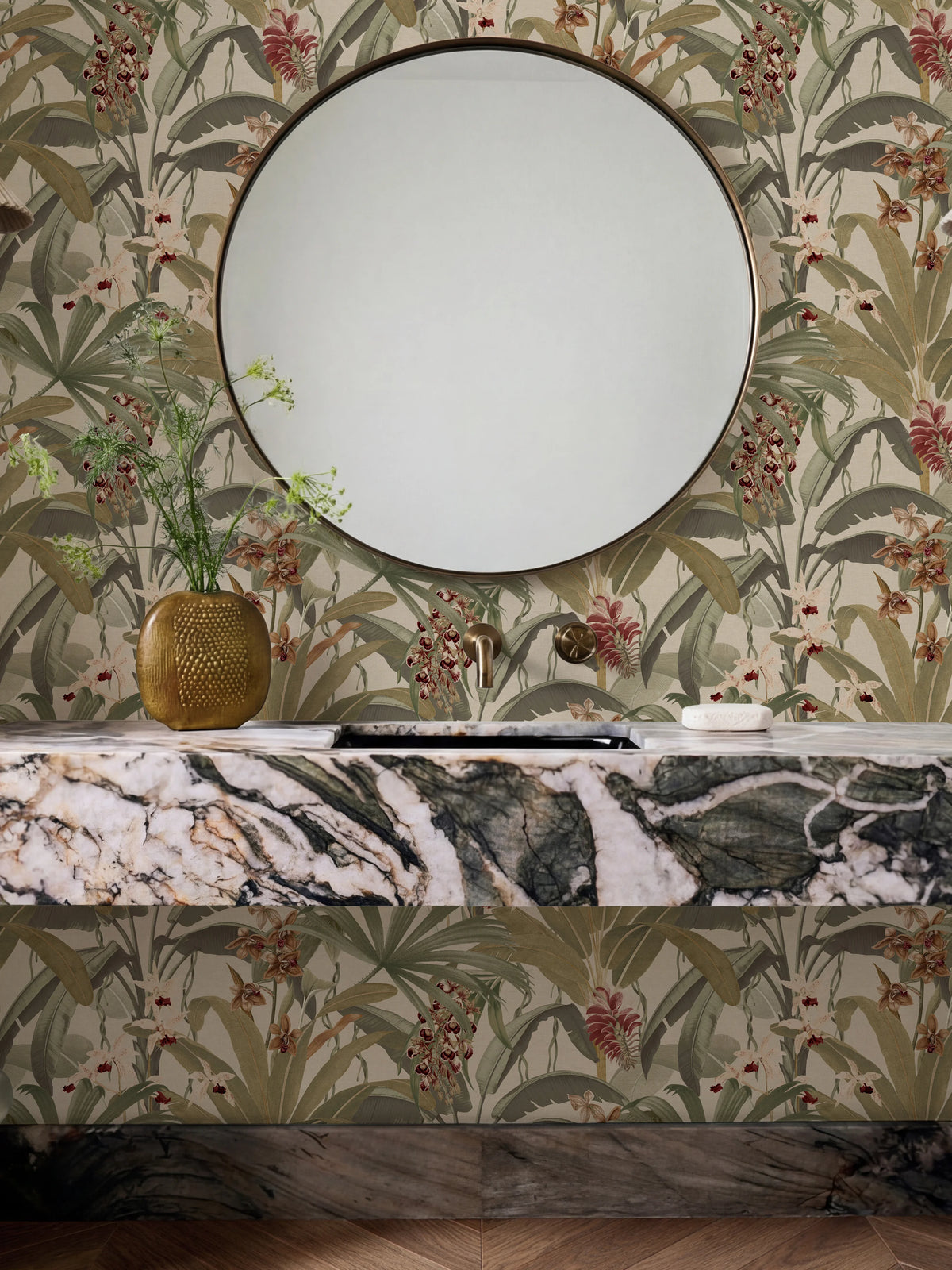 Saffron Sage & Natural Tropical | Leaf Jungle Wallpaper - Esselle Home
