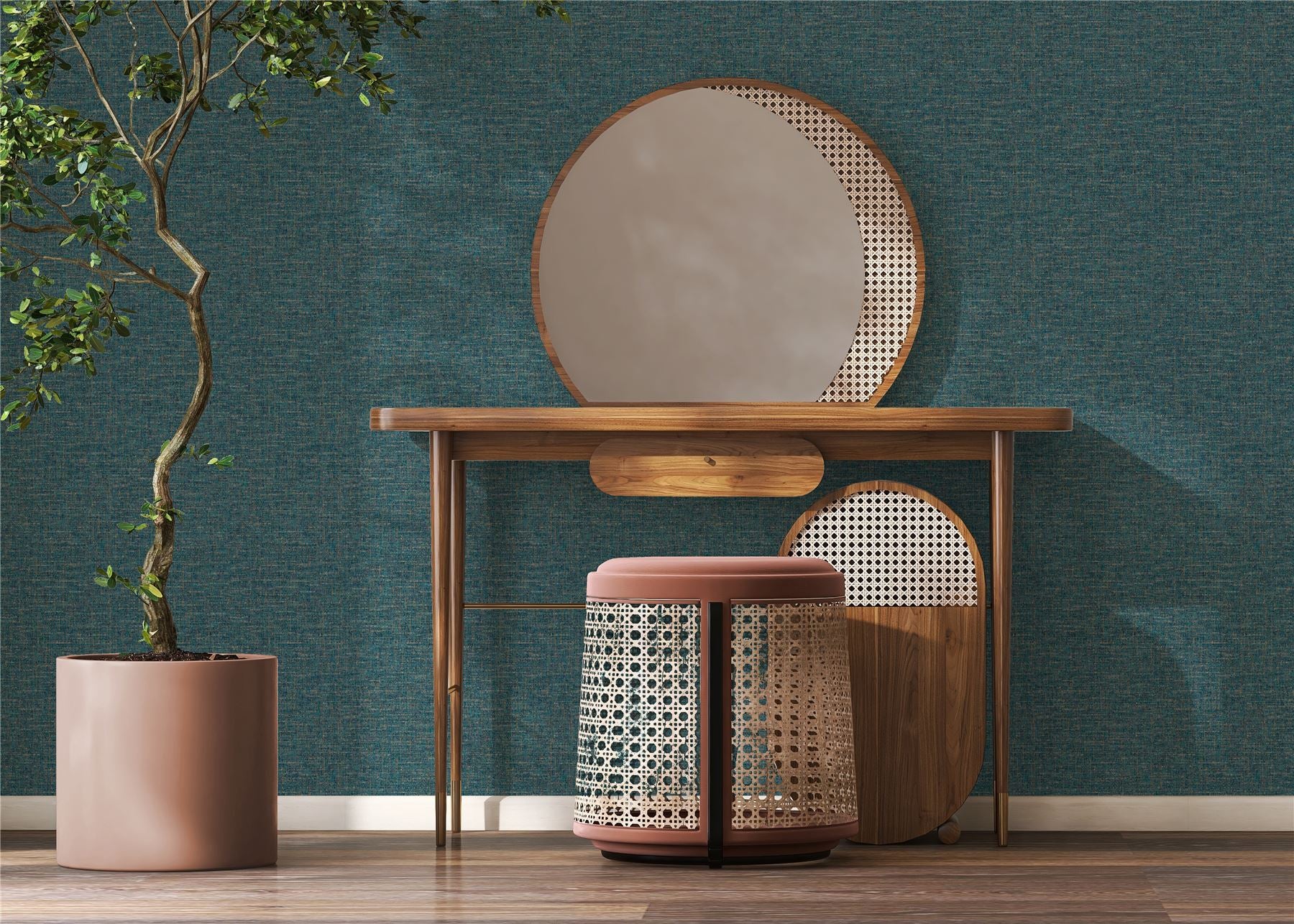 Artisan Weave Navy Wallpaper - Esselle Home