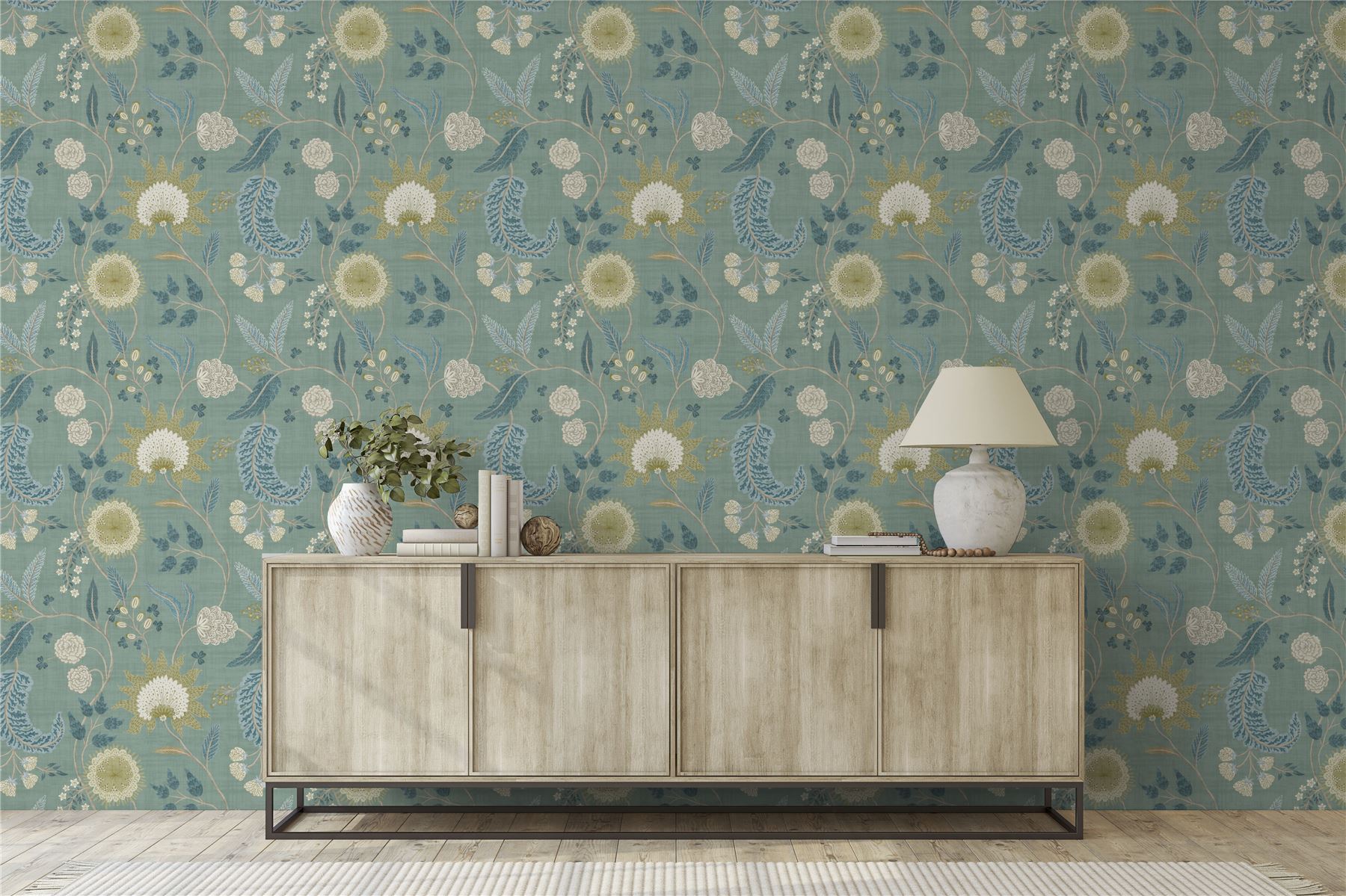 Fable Trail Seafoam Wallpaper - Esselle Home