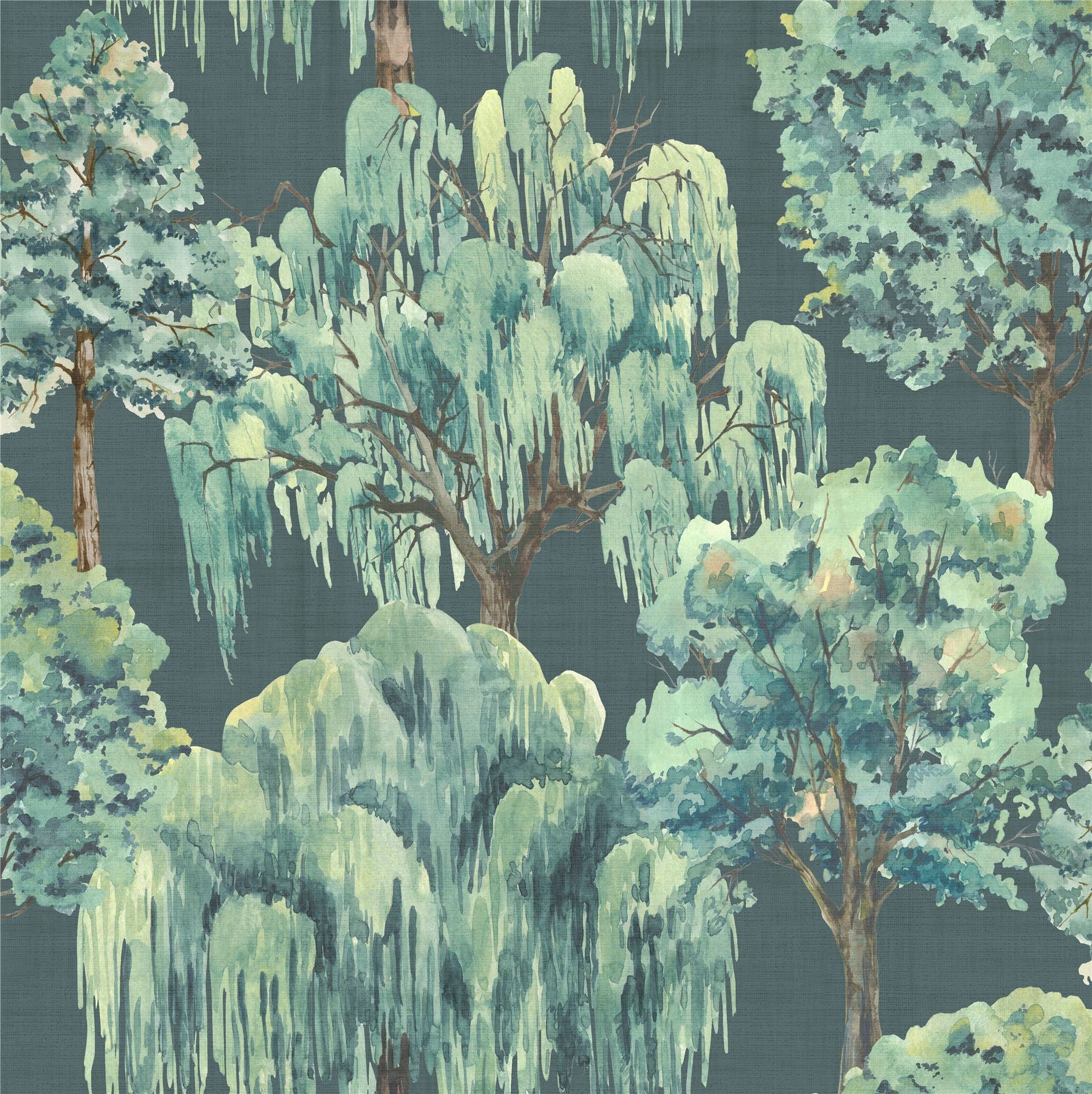 Whispering Willow Navy Wallpaper