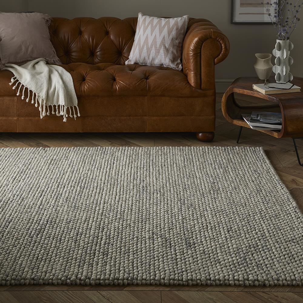 Delilah Wool Pebble Mottled Cream Rug 160x230cm (Bale 195)