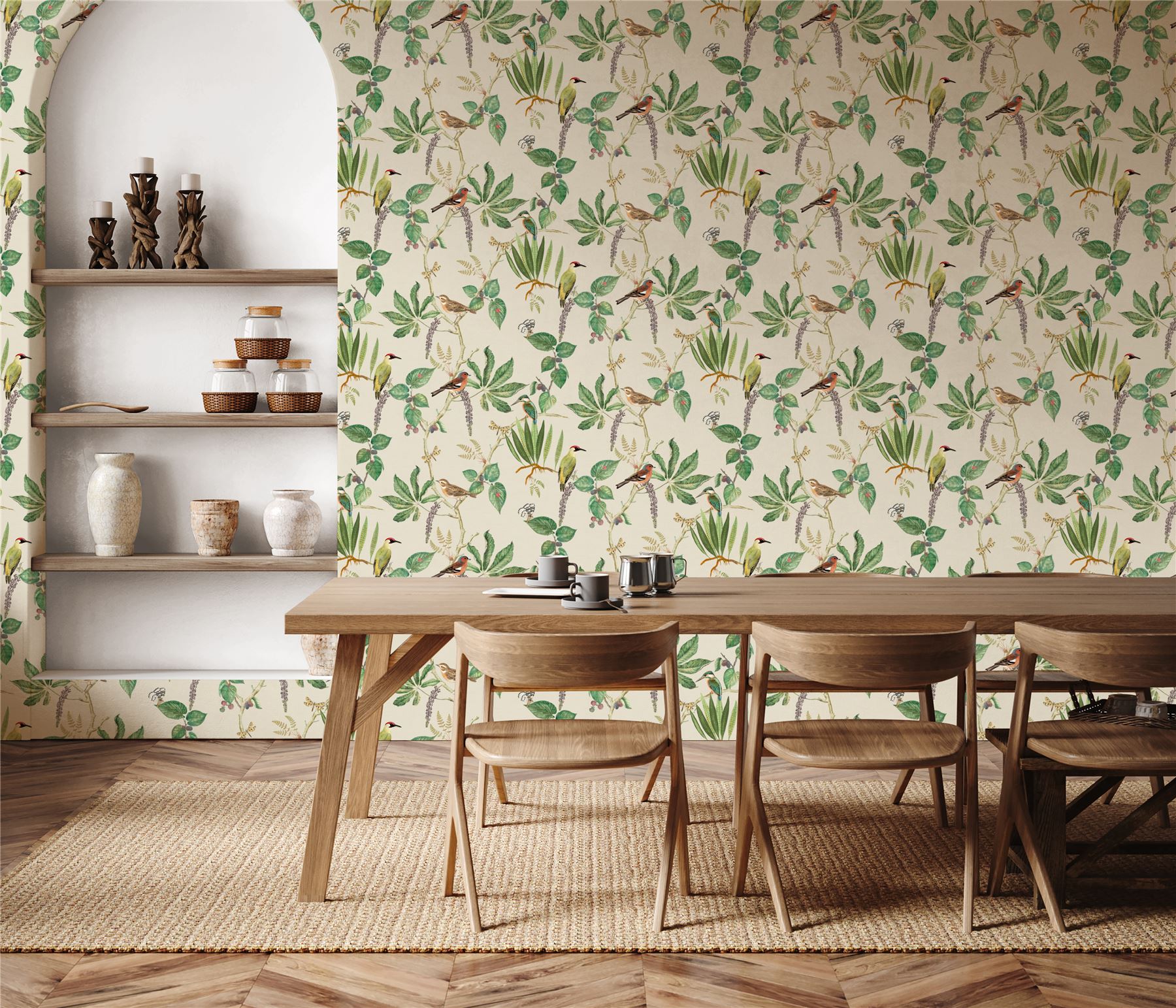 Hill Top Garden Cotton/Green Wallpaper - Esselle Home