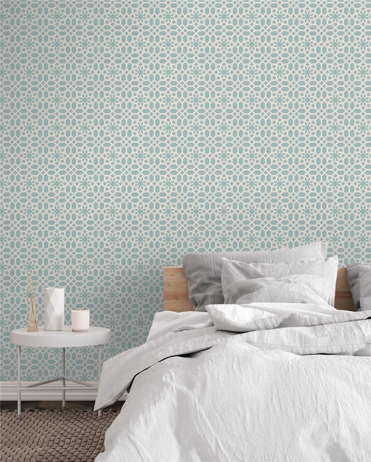 RHS Star Trellis Soft Blue Wallpaper