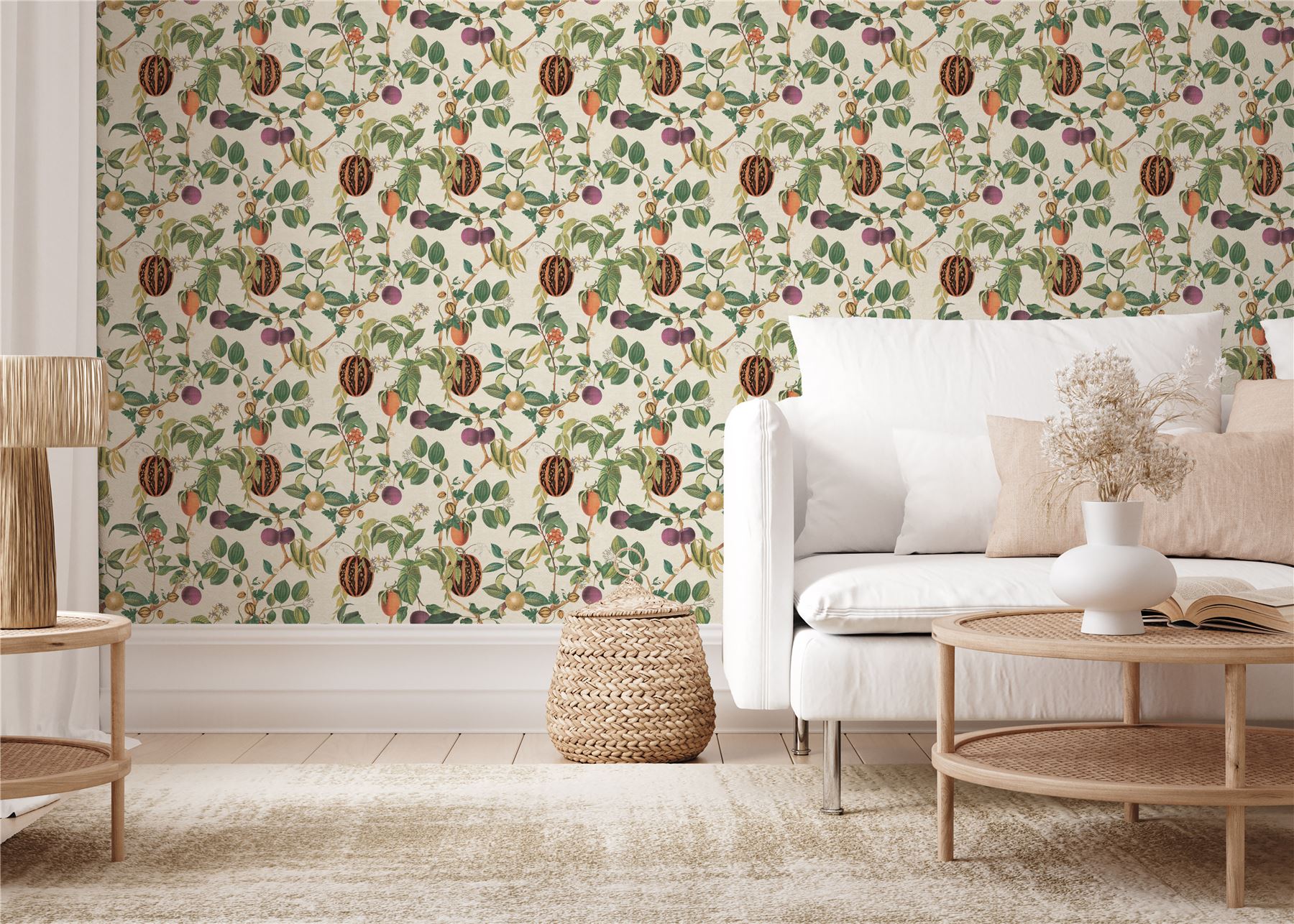 Tropic House Parchment/Green Wallpaper