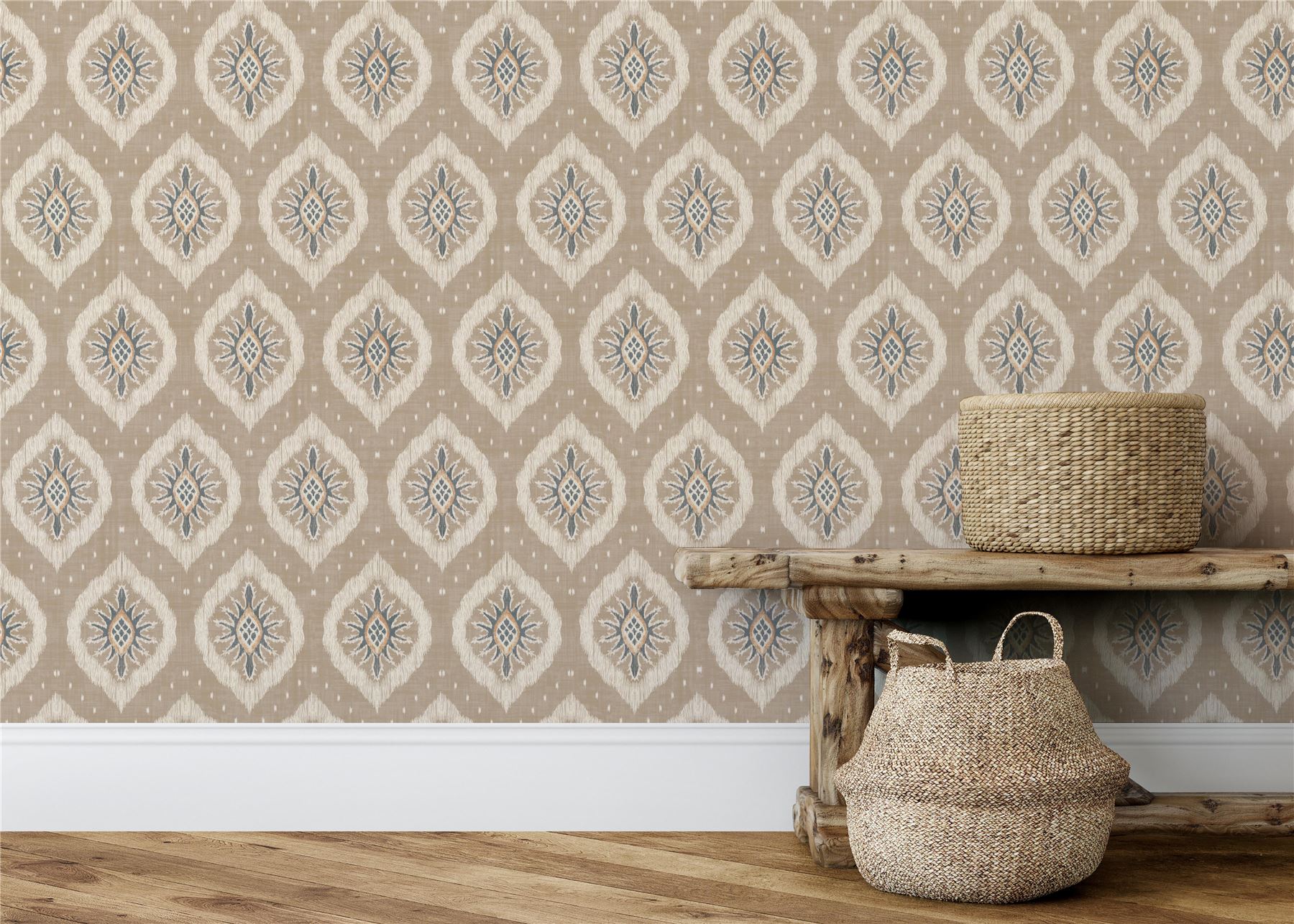 Odina Ikat Natural Wallpaper - Esselle Home