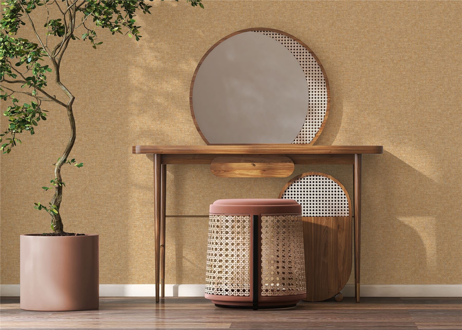 Artisan Weave Ochre Wallpaper - Esselle Home