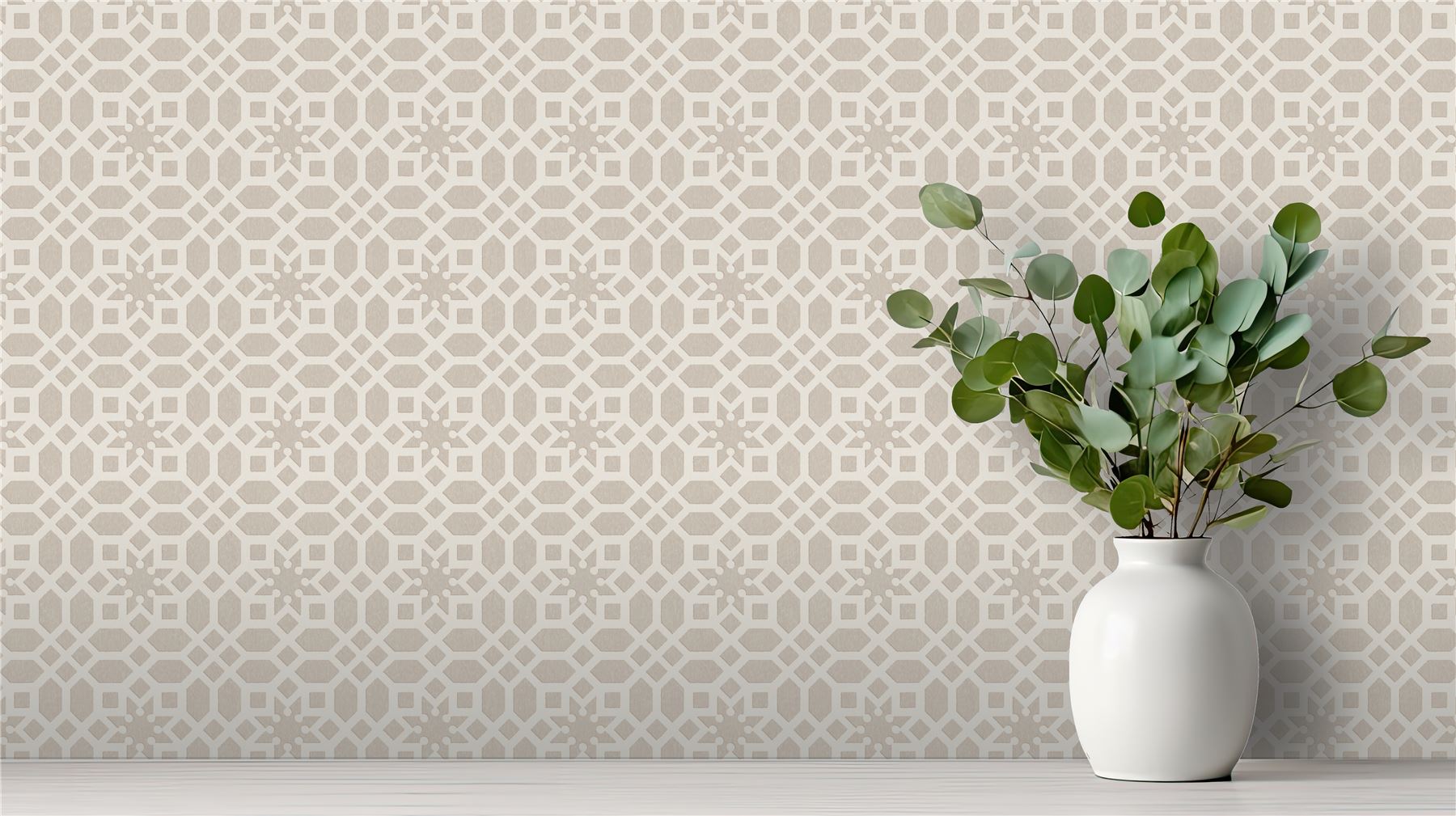 RHS Star Trellis Taupe Wallpaper