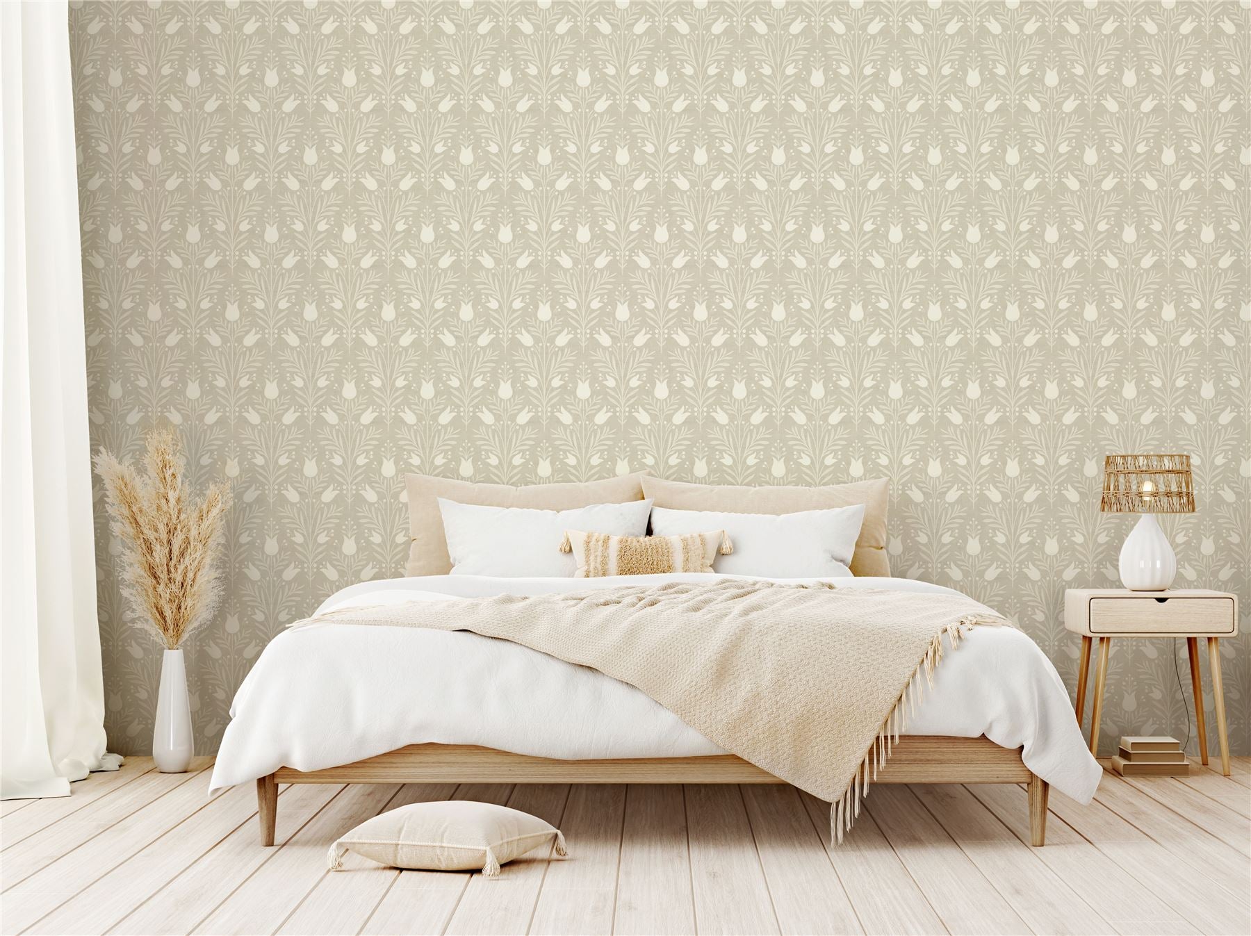 Heritage Tulip Taupe Wallpaper - Esselle Home