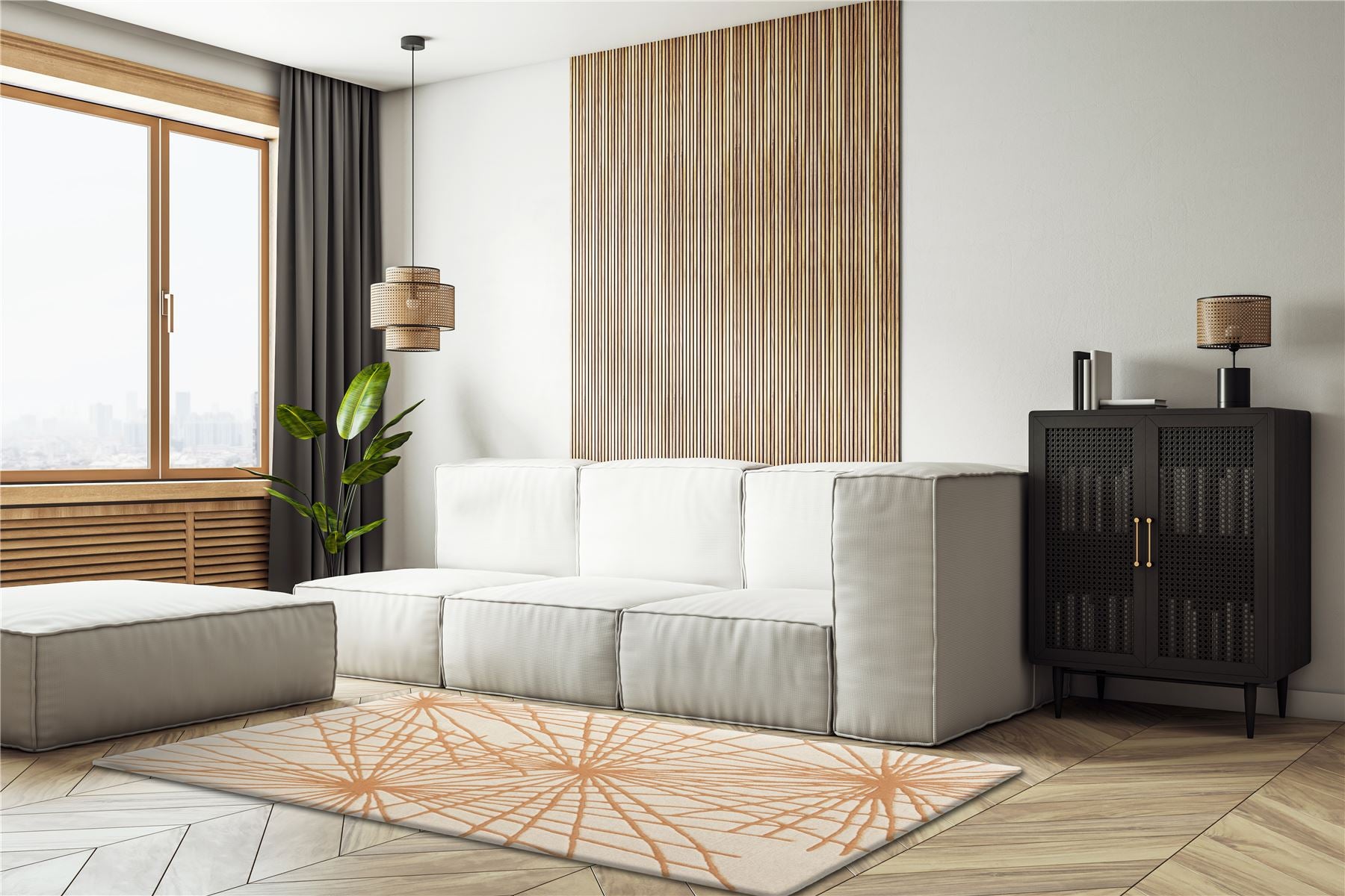 Aura Starburst Natural / Orange Rug