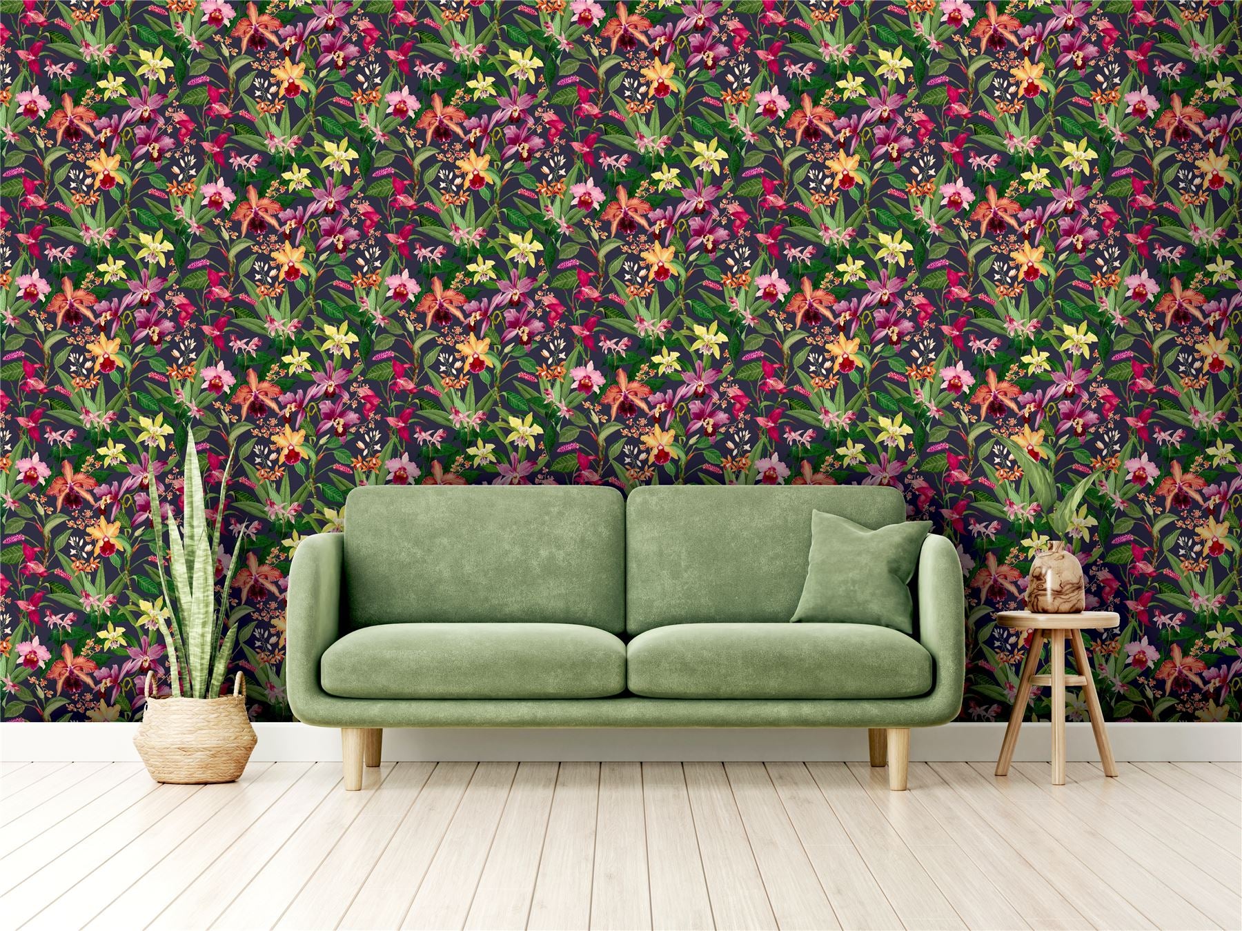 RHS Orchid Botanical Purple Wallpaper