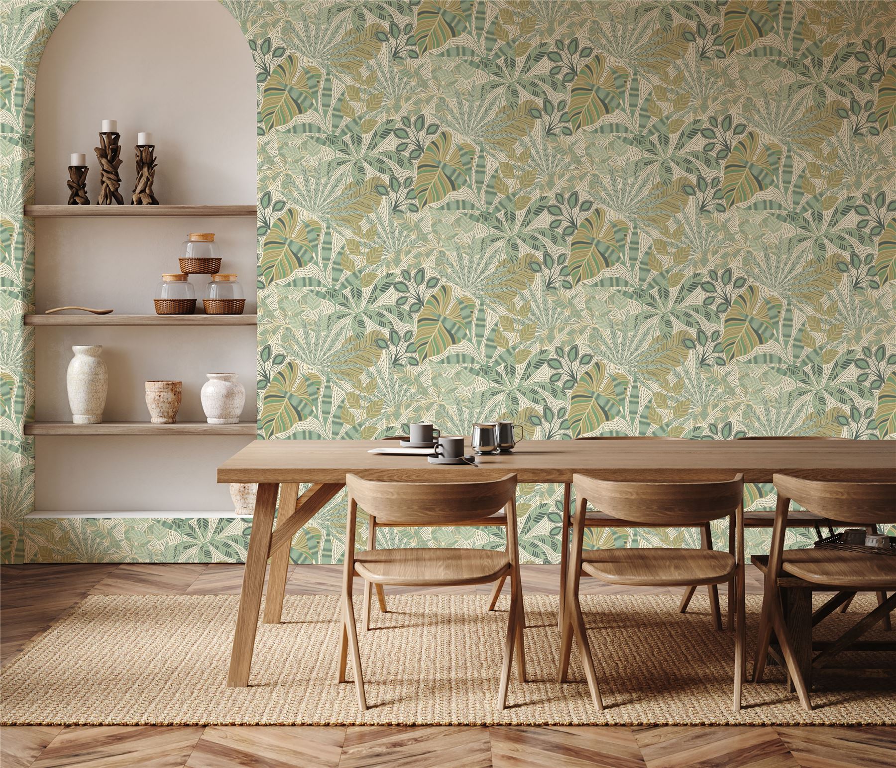 Kirra Leaf Citrus/Green Wallpaper