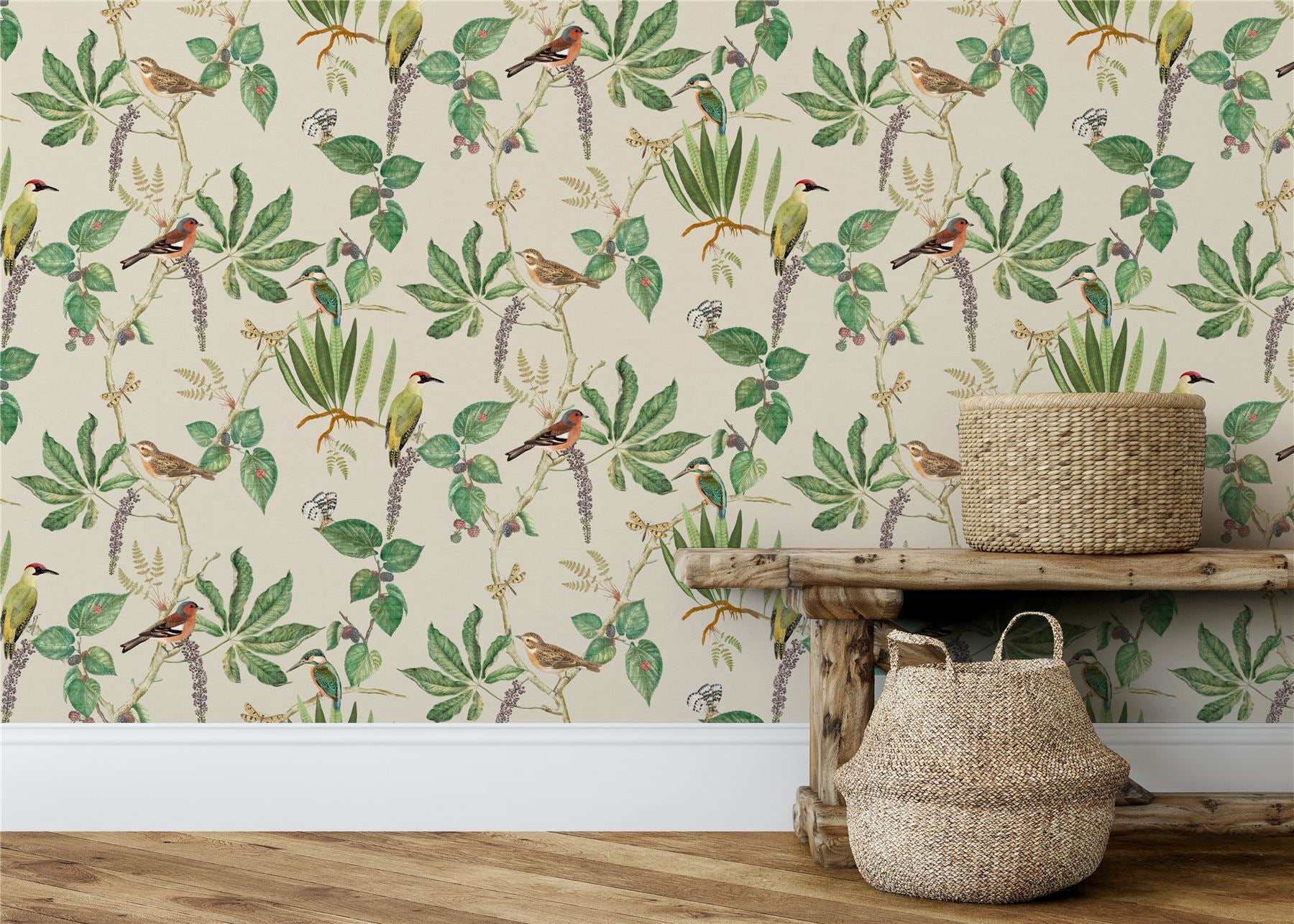 Hill Top Garden Cotton/Green Wallpaper - Esselle Home