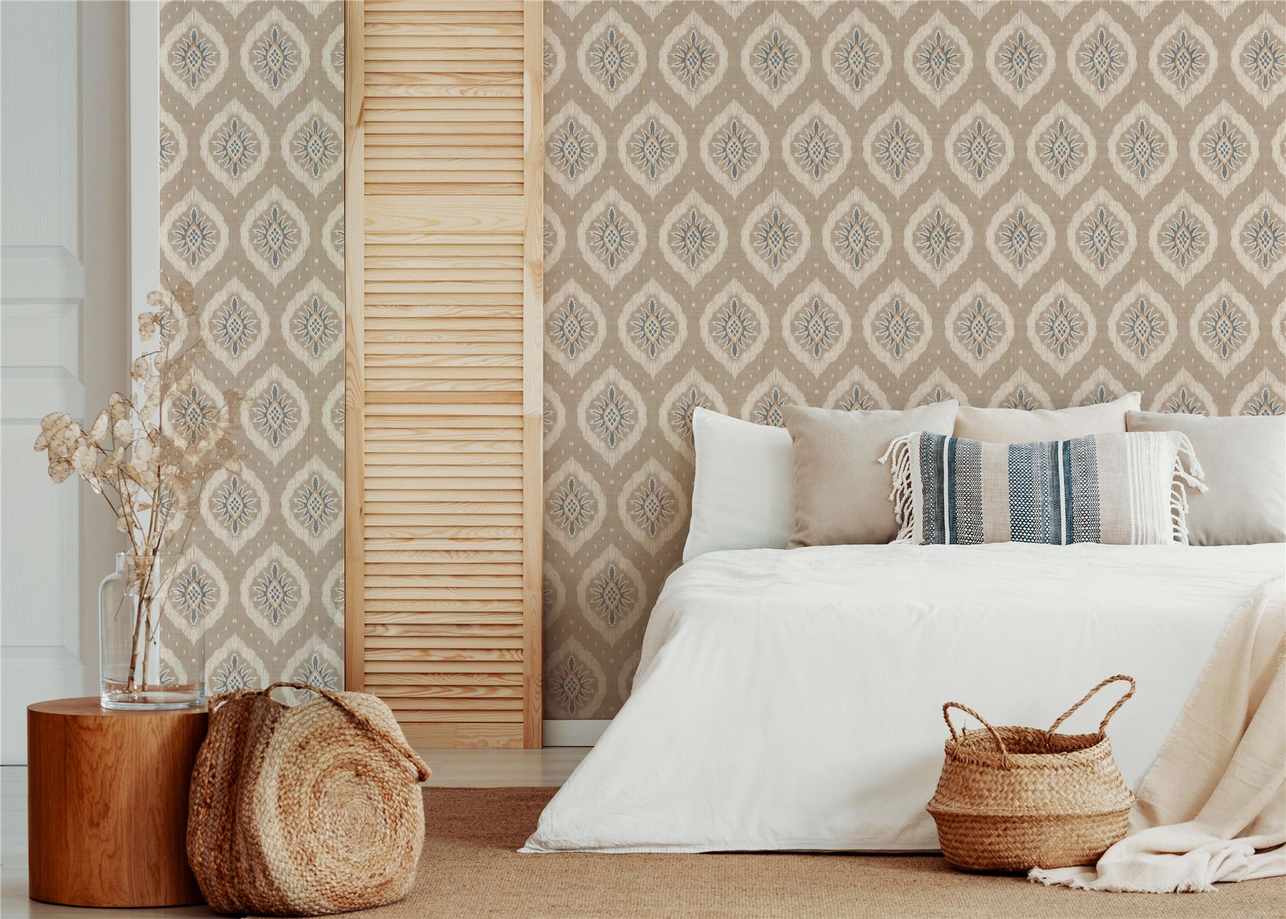 Odina Ikat Natural Wallpaper - Esselle Home