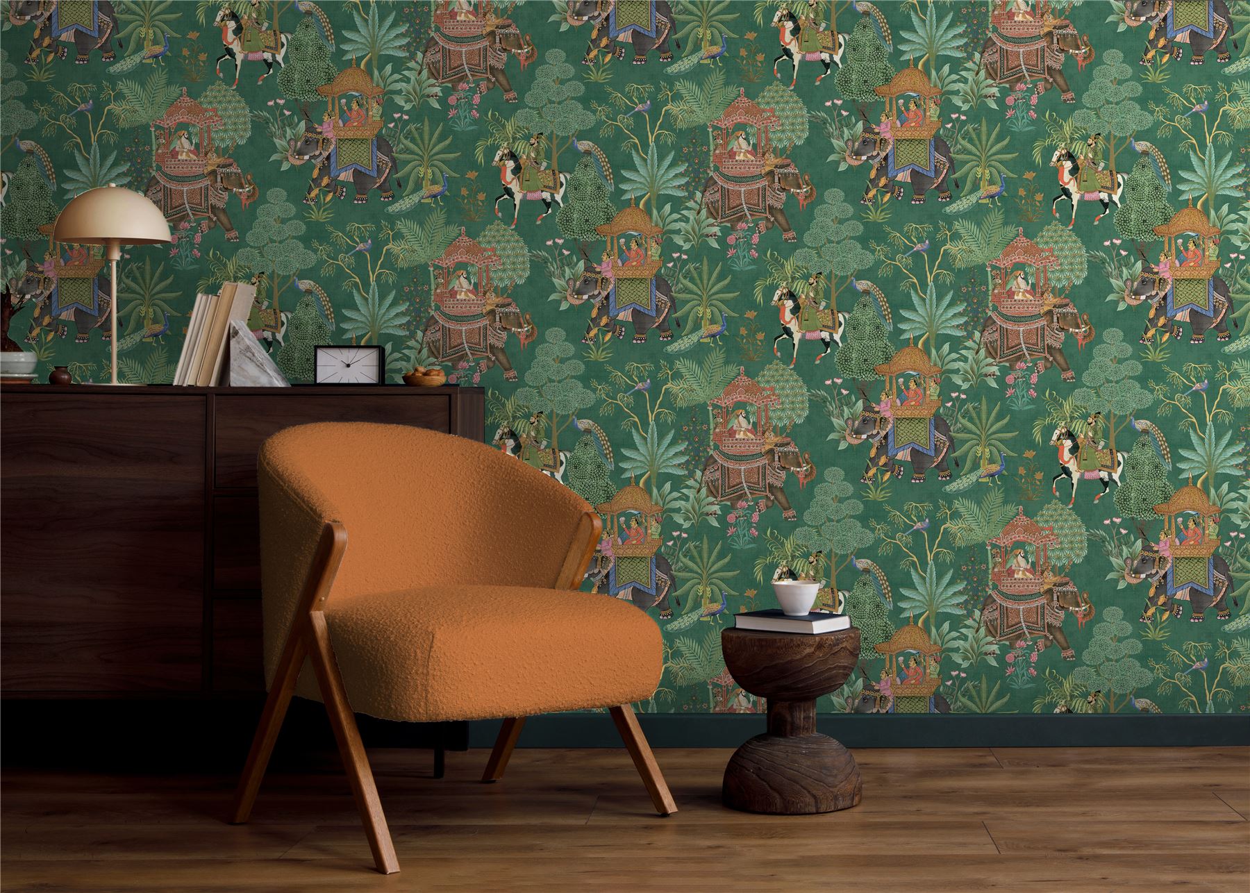 Emperor's Garden Emerald Multicoloured Wallpaper