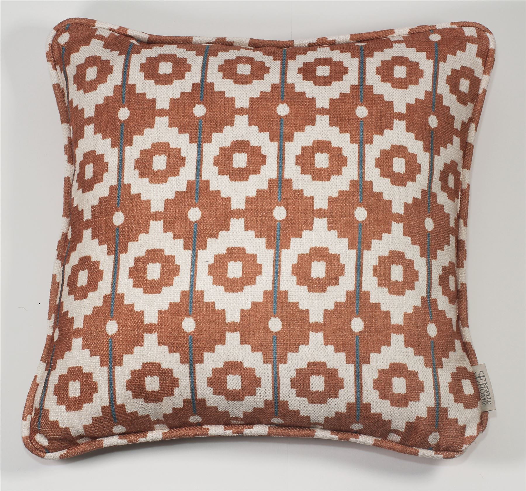 Santiago Geo Burnt Orange/Teal Cushion