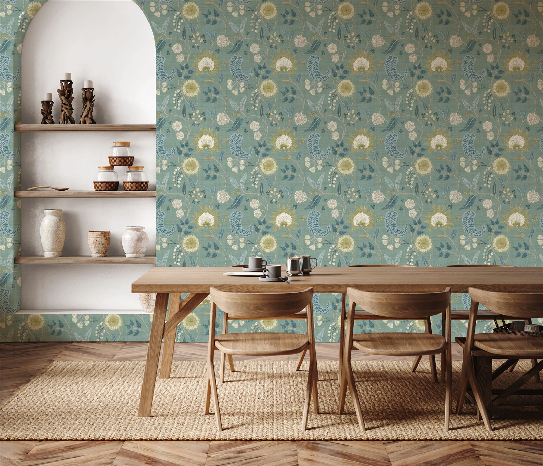 Fable Trail Seafoam Wallpaper - Esselle Home