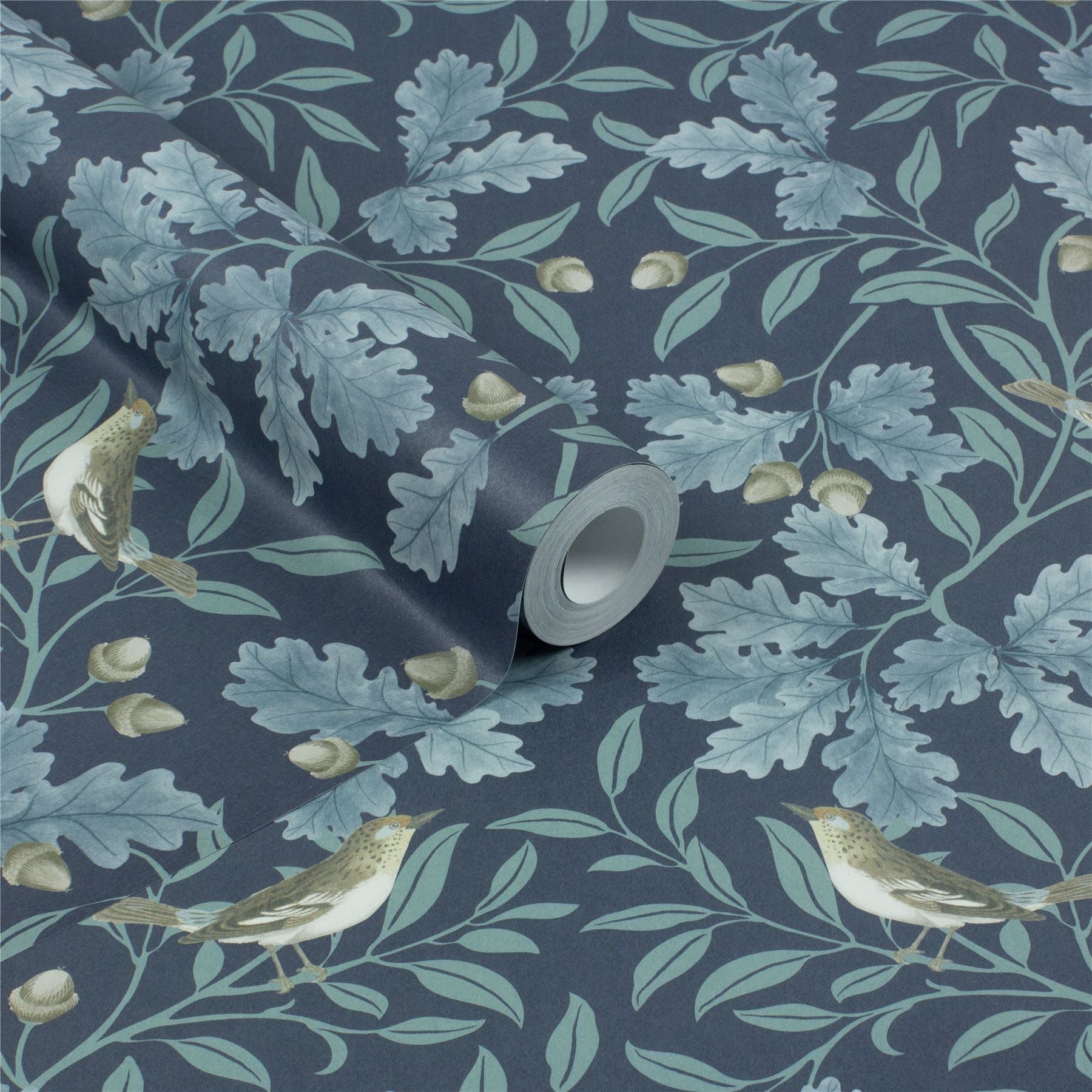 RHS Woodland Songbirds Navy Wallpaper - Esselle Home