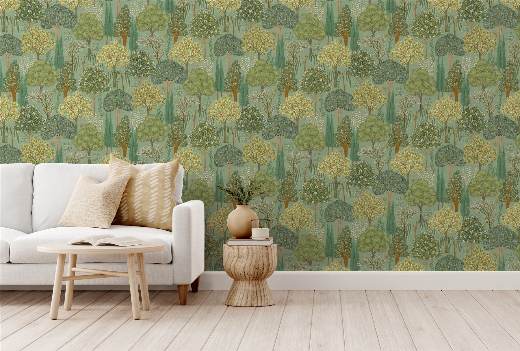 Persian Oasis Sage Green Wallpaper - Esselle Home
