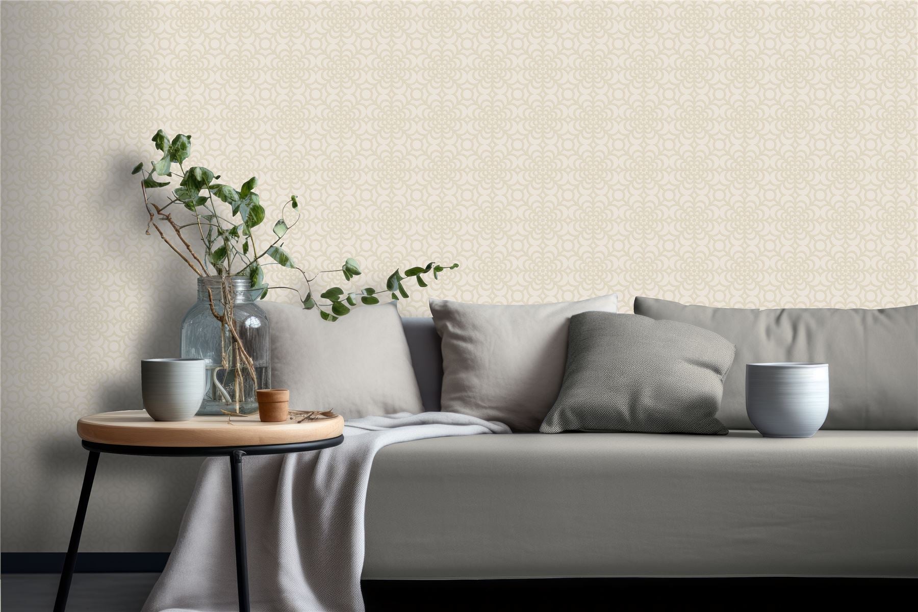 RHS Dandy Floral Ivory Wallpaper