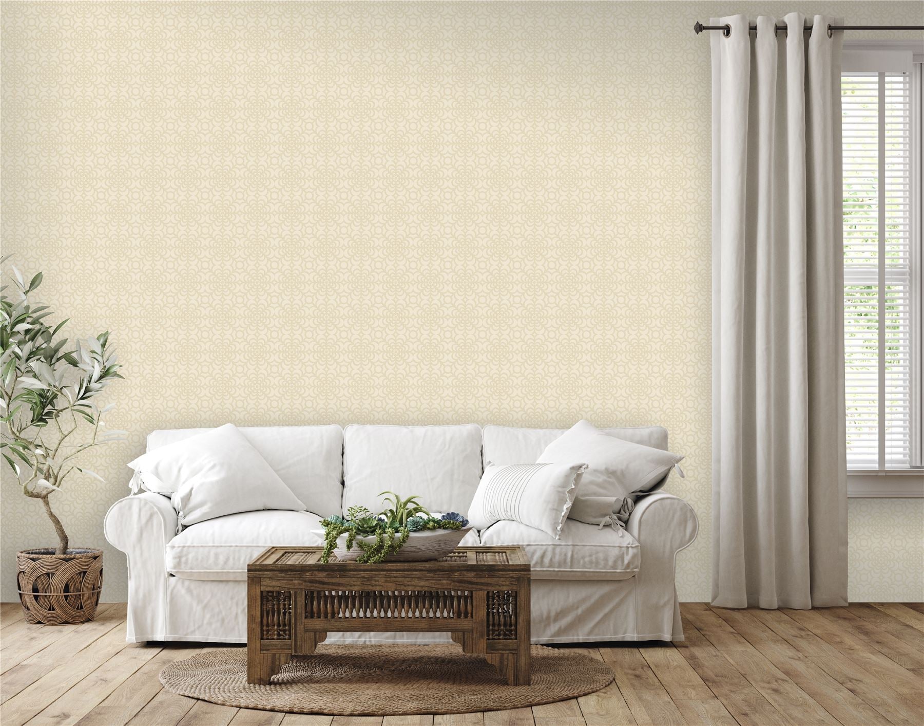 RHS Dandy Floral Ivory Wallpaper