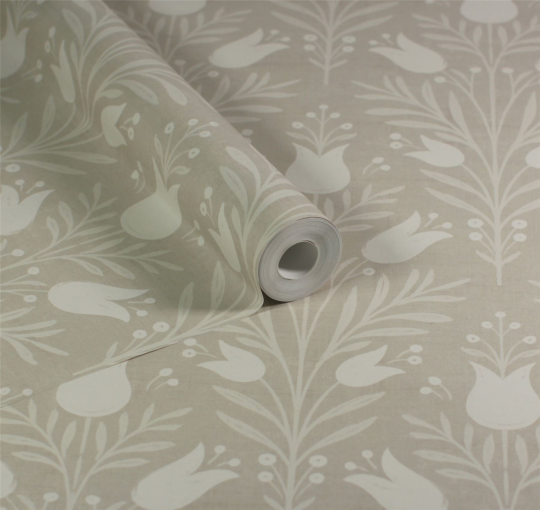 Heritage Tulip Taupe Wallpaper - Esselle Home