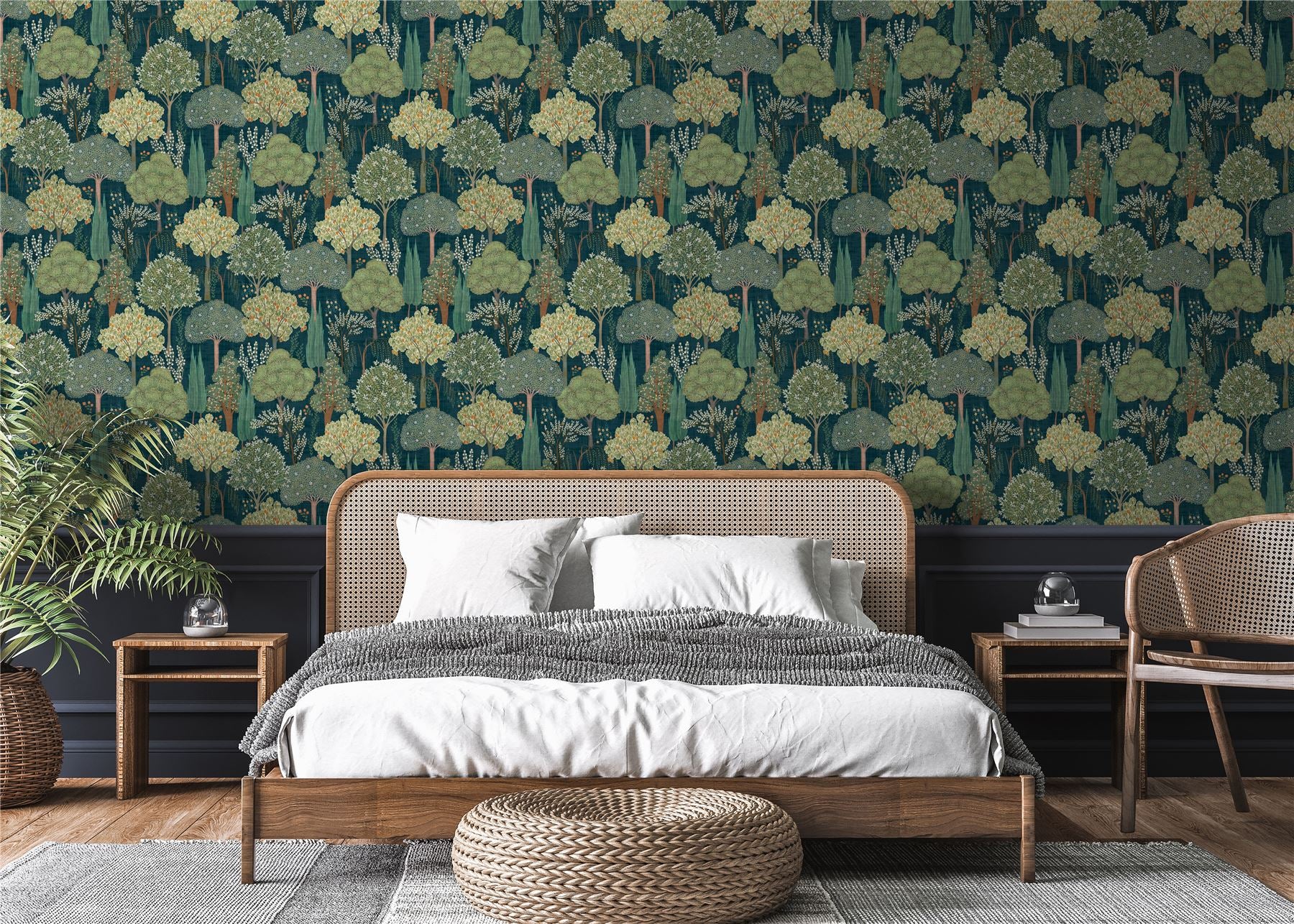 Persian Oasis Navy/Green Wallpaper - Esselle Home