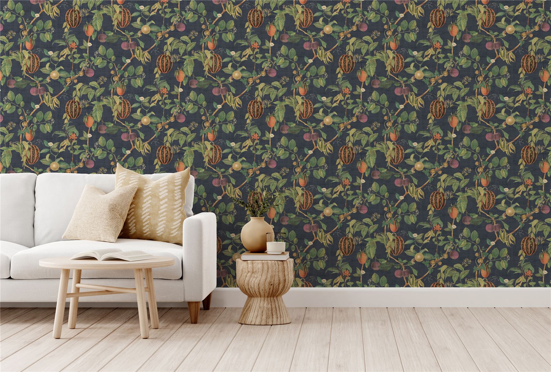 Tropic House Navy Wallpaper