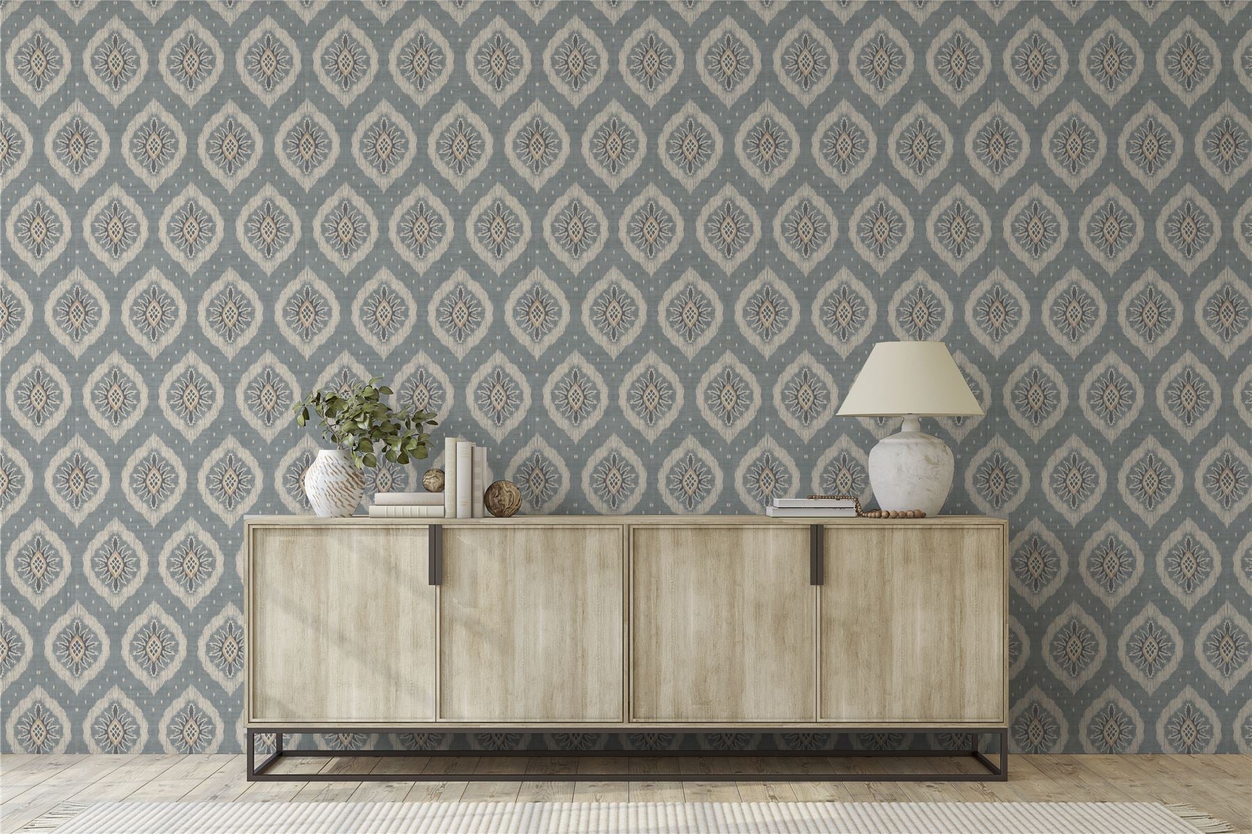 Odina Ikat Soft Blue Wallpaper
