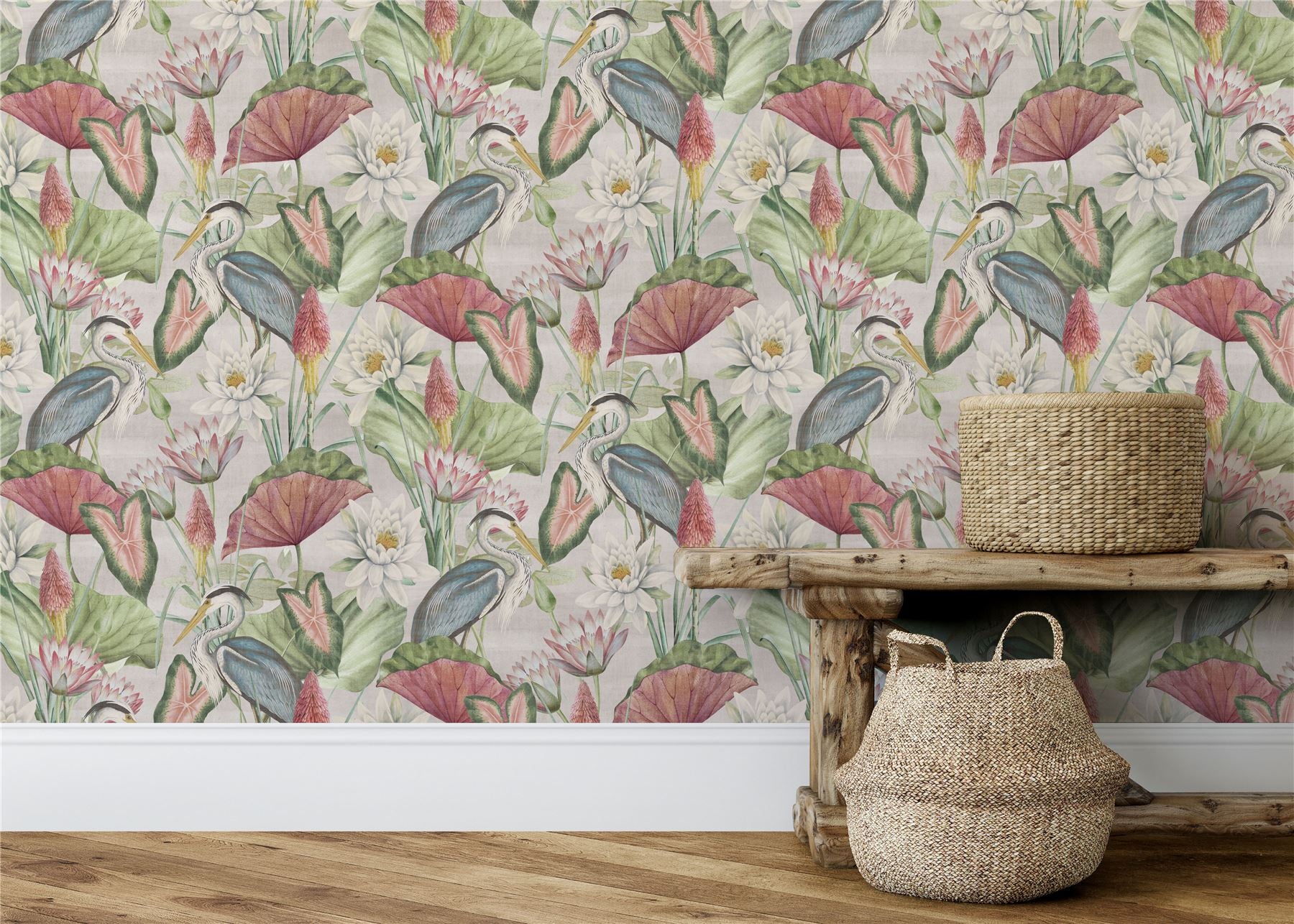 Waterlily Lake Linen Multicoloured Wallpaper