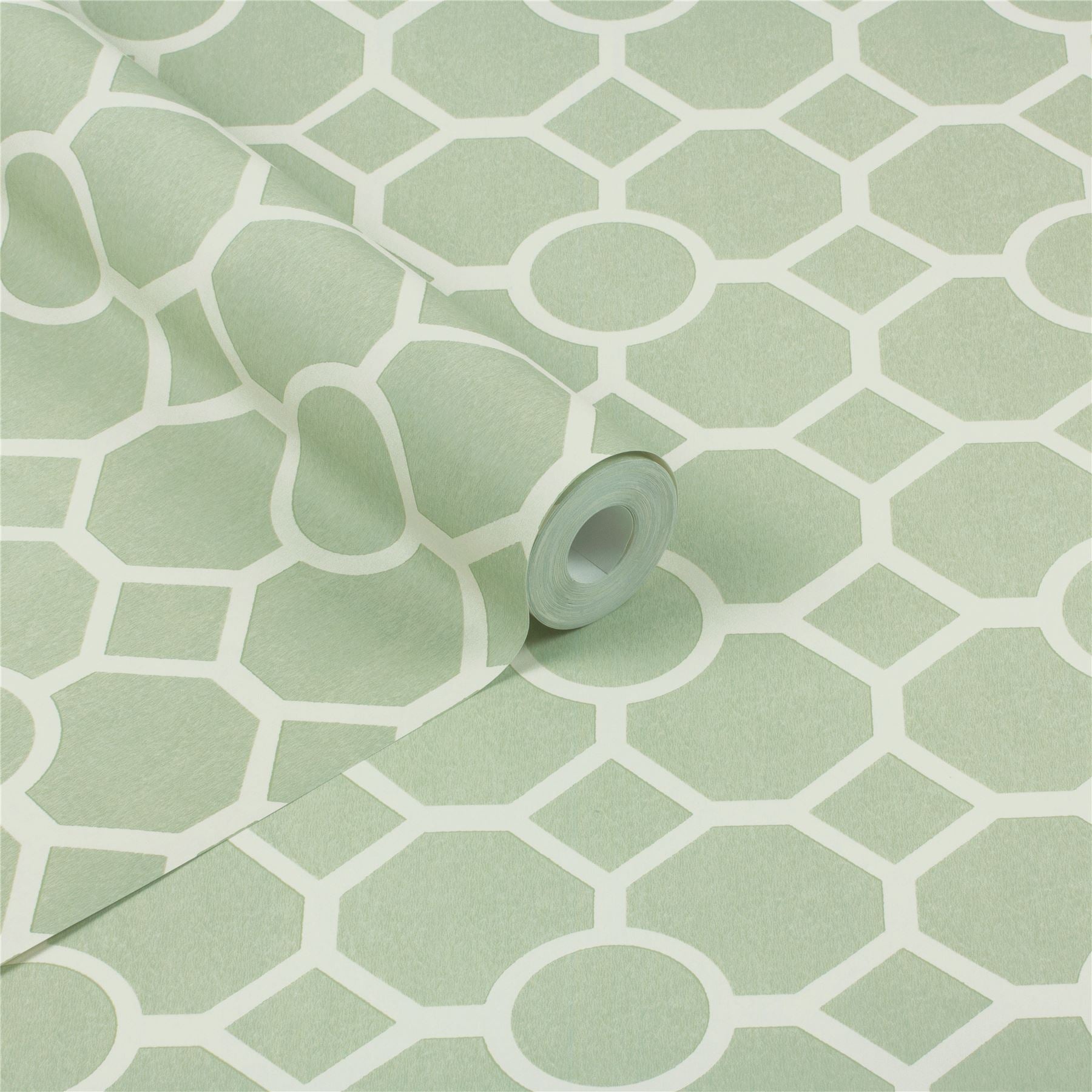 RHS Lattice Fretwork Sage Wallpaper - Esselle Home