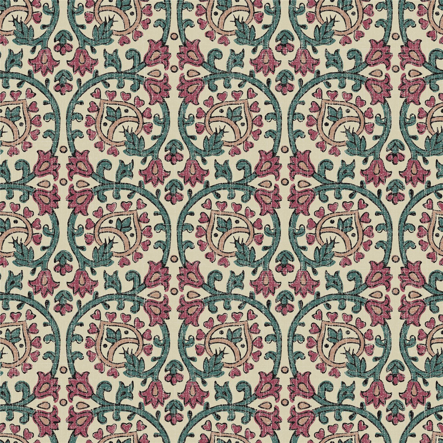 Veda Linen Teal/Raspberry Blind