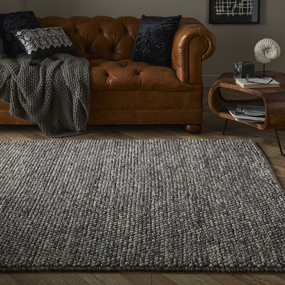 Delilah Mottled Wool Pebble Grey Rug 200x290cm