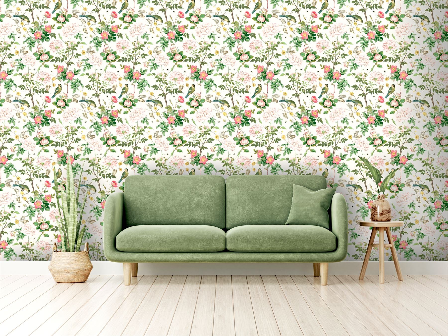 RHS Birdsong & Blooms Cream Wallpaper