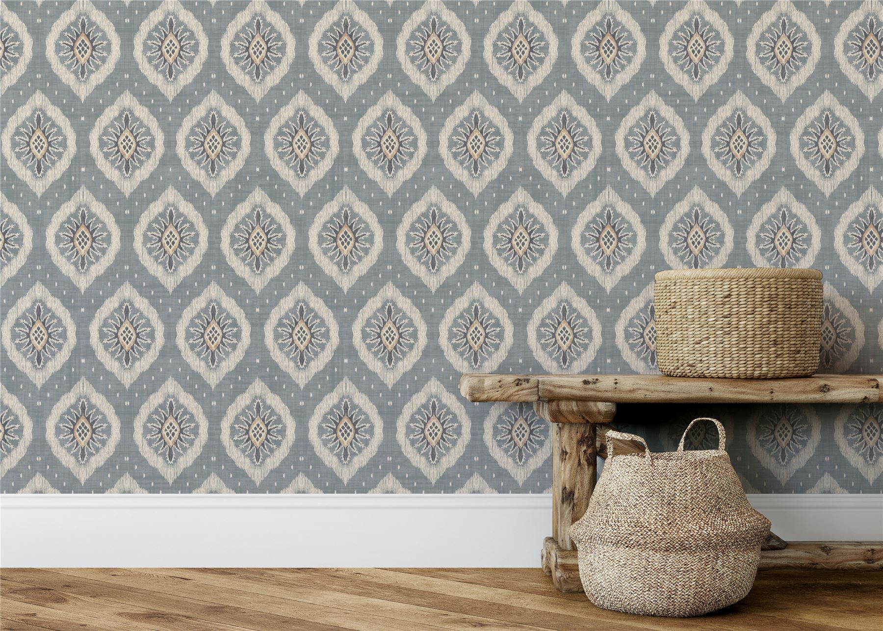 Odina Ikat Soft Blue Wallpaper - Esselle Home