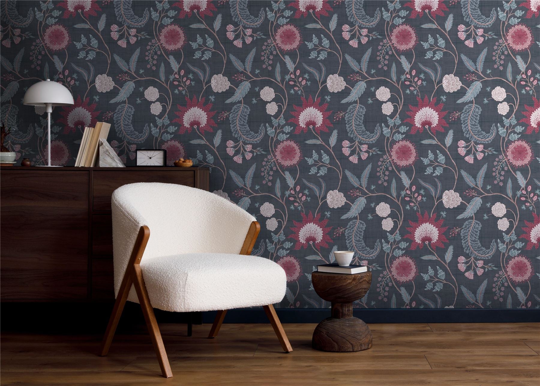 Fable Trail Navy/Berry Wallpaper