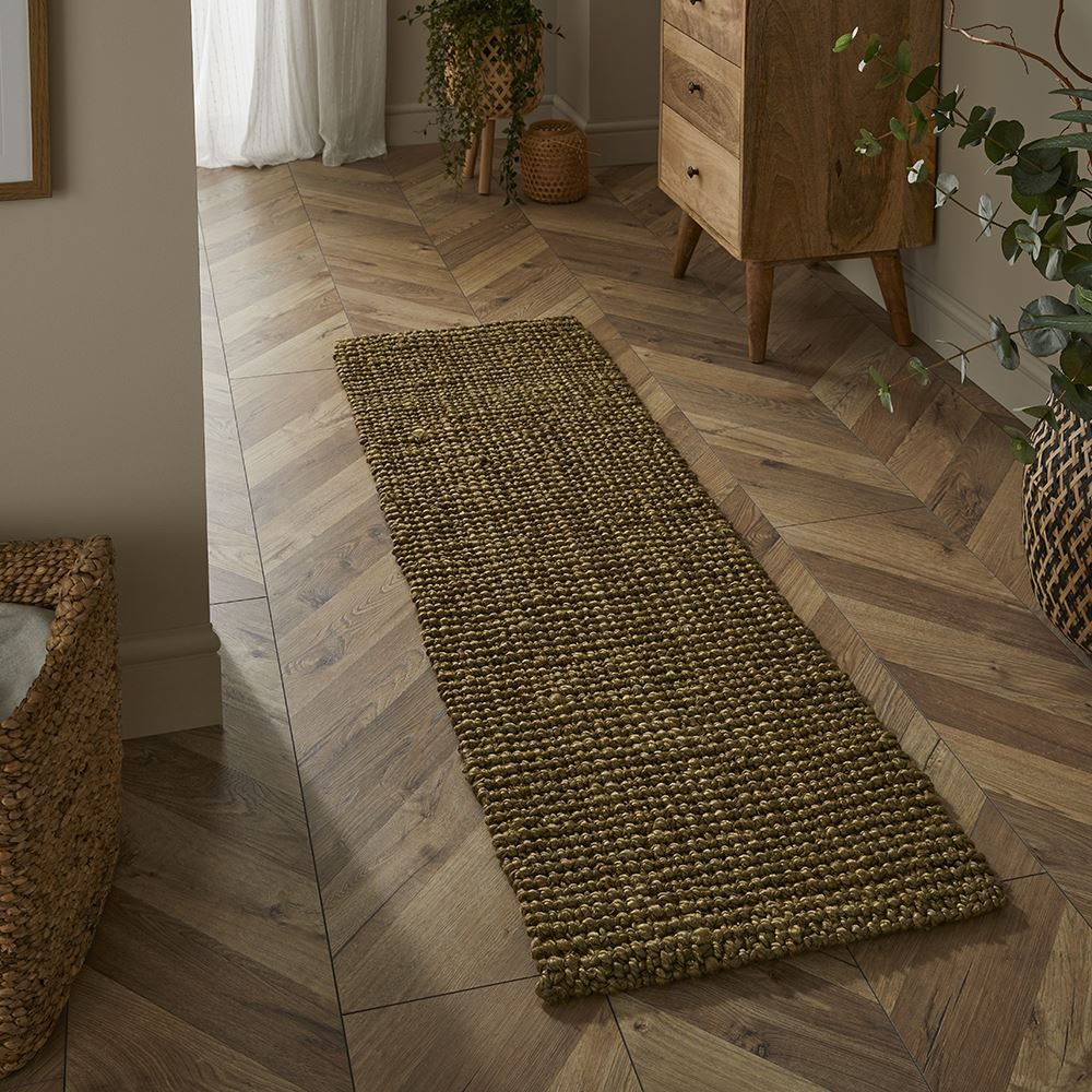 Whitefield Handwoven Boucle 45x150cm Olive Runner (Bale 206)